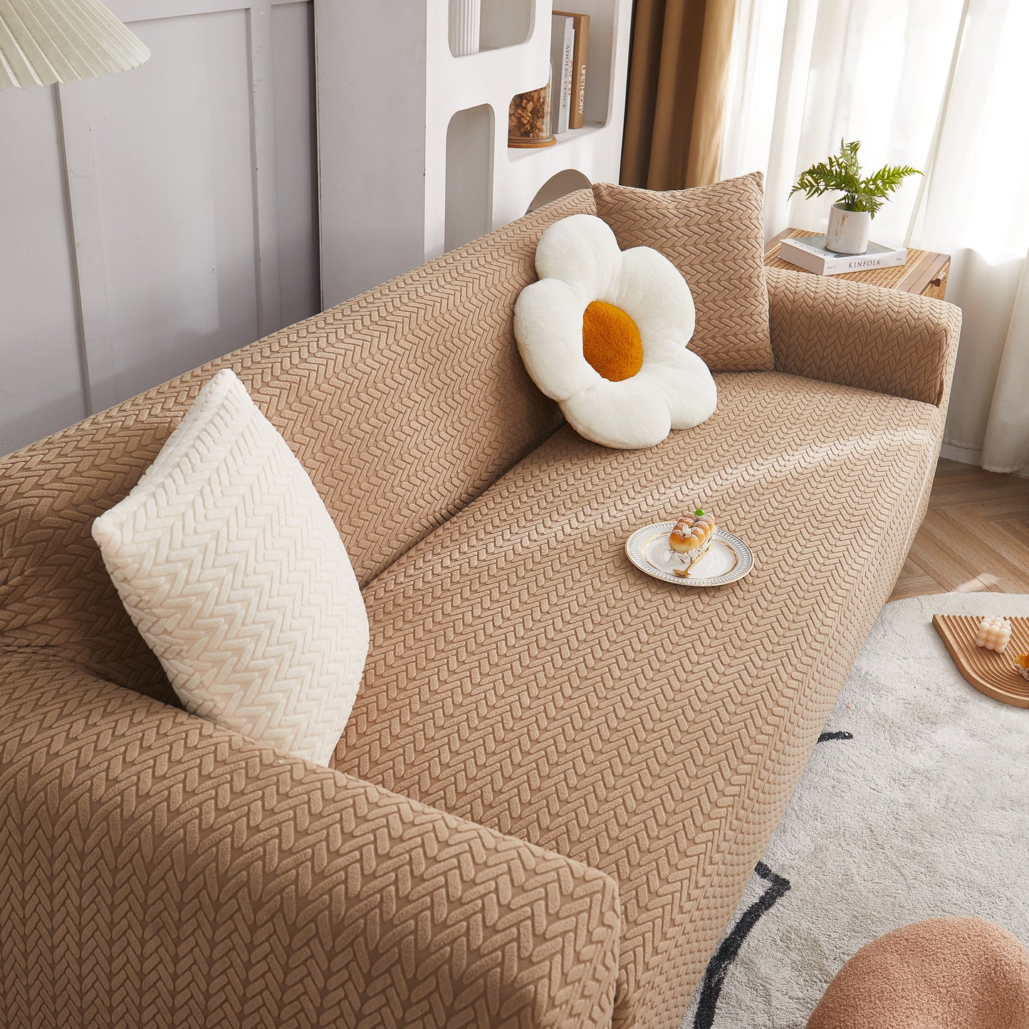 3D Geometric Stretch Sofa Slipcovers Non Slip Pet Friendly Washable Fitted Sofa Covers