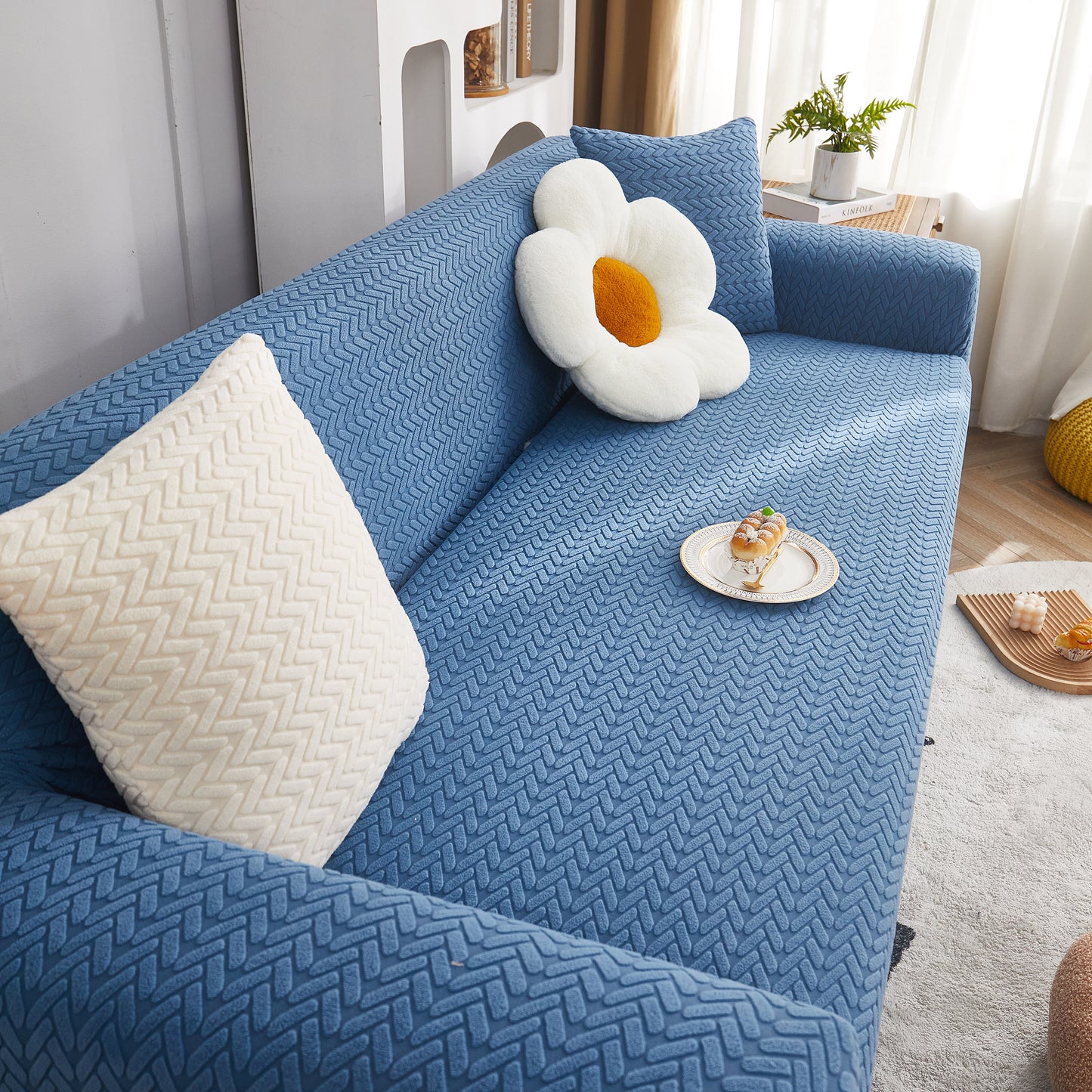 3D Geometric Stretch Sofa Slipcovers Non Slip Pet Friendly Washable Fitted Sofa Covers