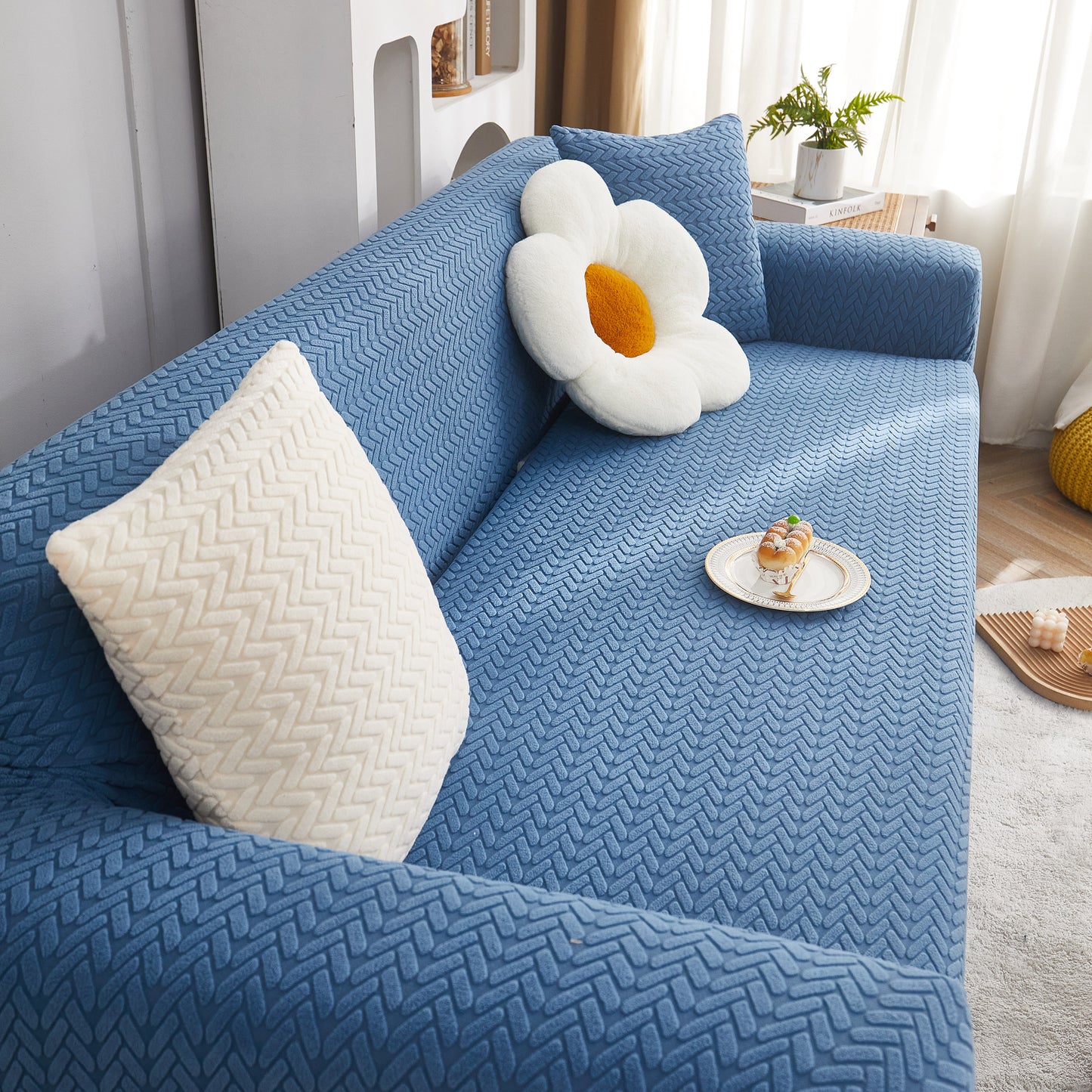 3D Geometric Stretch Sofa Slipcovers Non Slip Pet Friendly Washable Fitted Sofa Covers