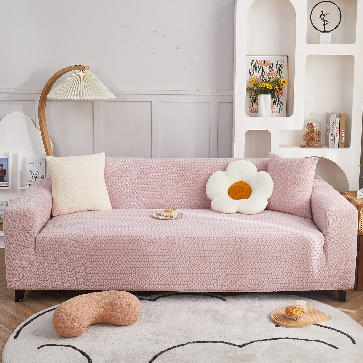 3D Geometric Stretch Sofa Slipcovers Non Slip Pet Friendly Washable Fitted Sofa Covers