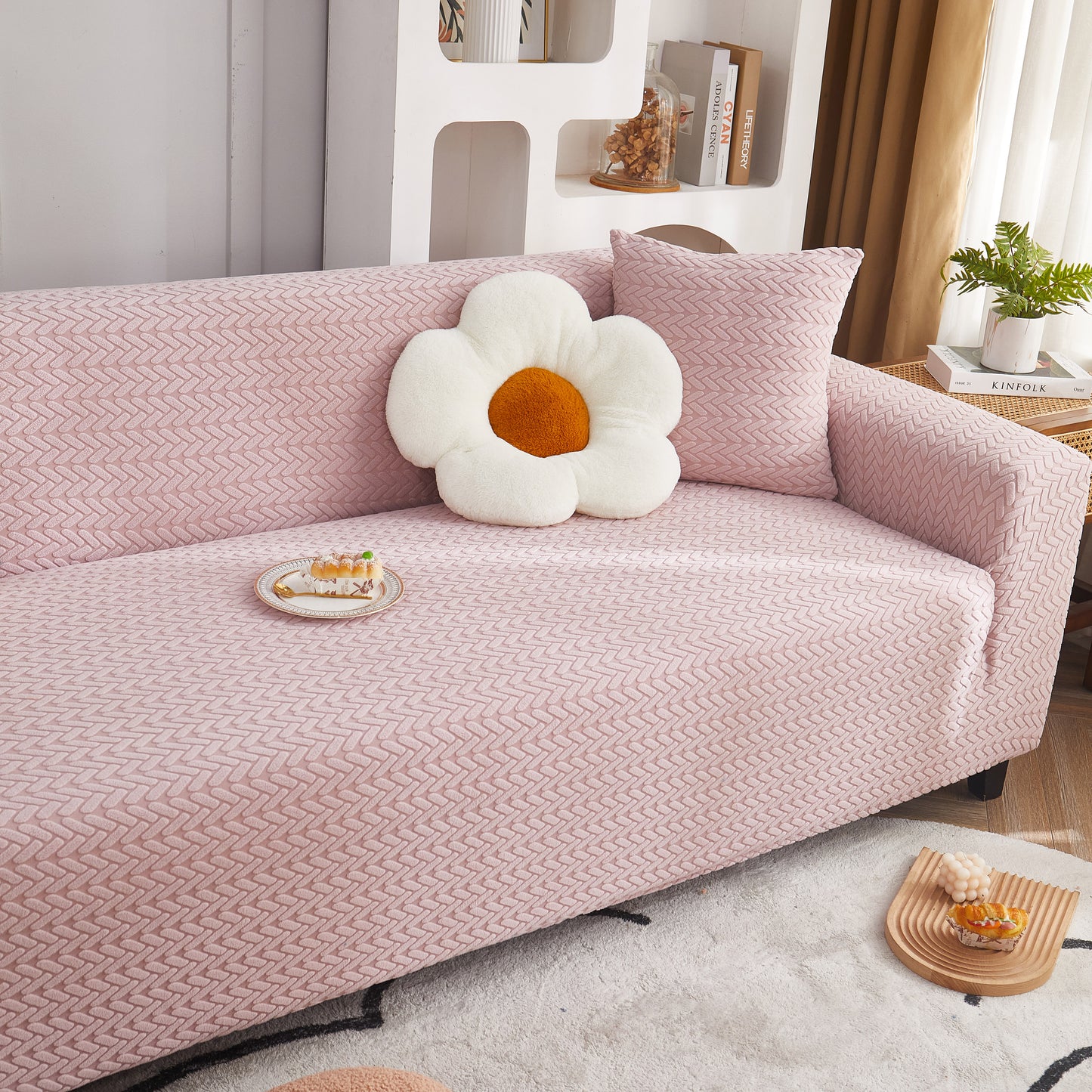 3D Geometric Stretch Sofa Slipcovers Non Slip Pet Friendly Washable Fitted Sofa Covers