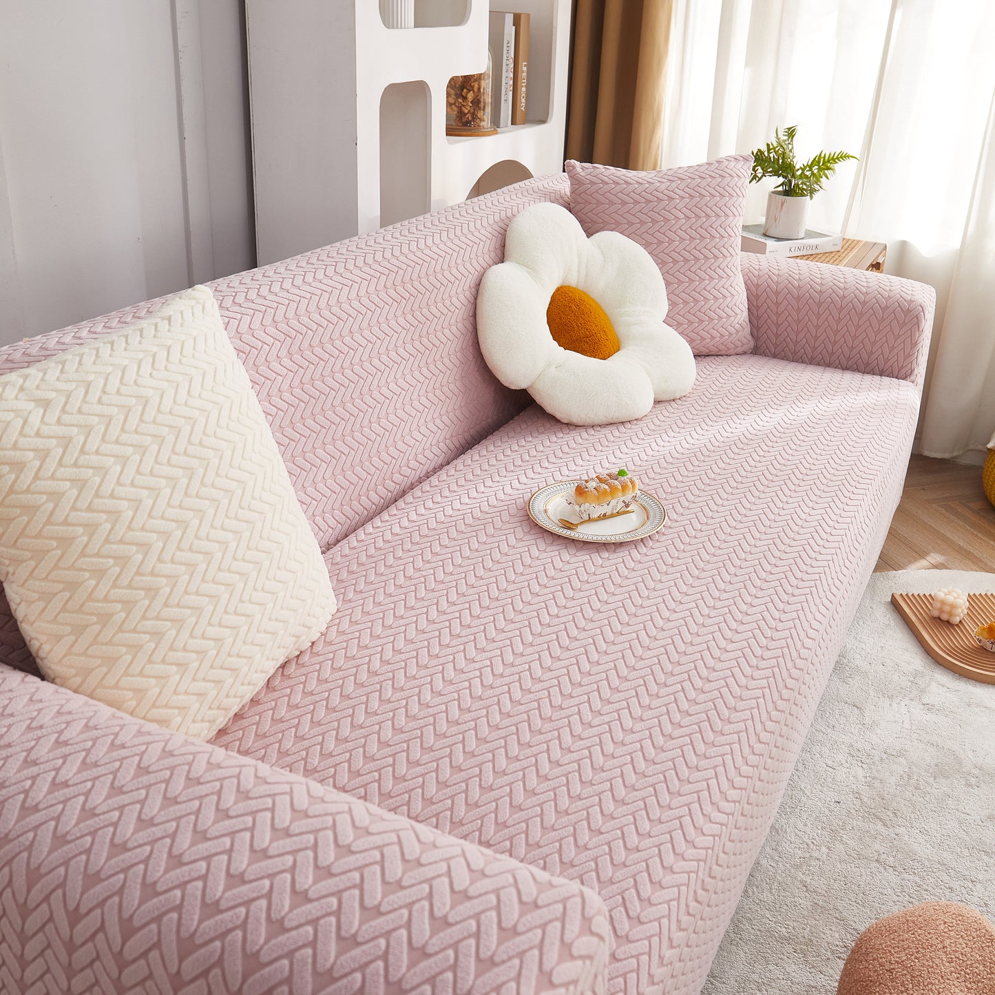 3D Geometric Stretch Sofa Slipcovers Non Slip Pet Friendly Washable Fitted Sofa Covers