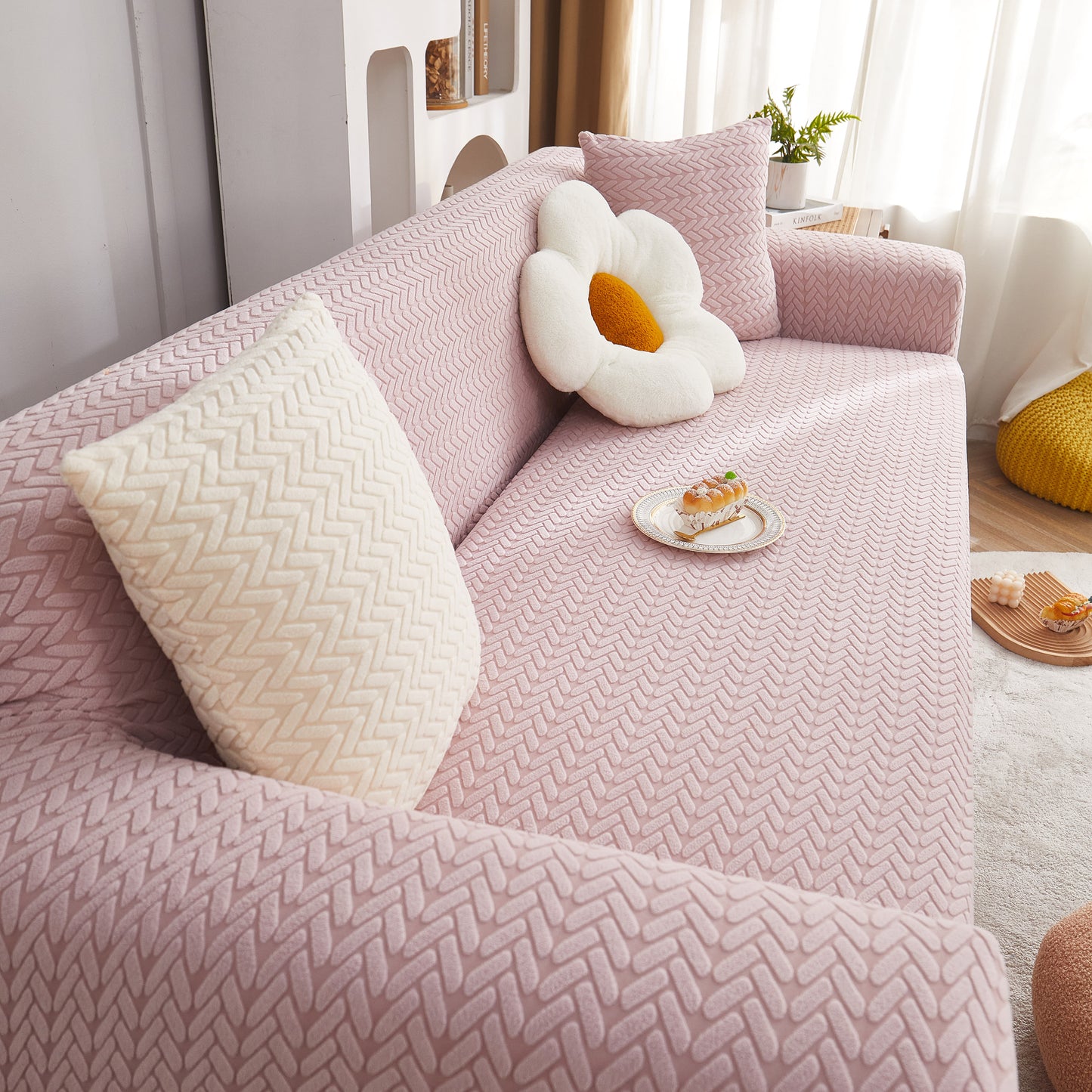 3D Geometric Stretch Sofa Slipcovers Non Slip Pet Friendly Washable Fitted Sofa Covers