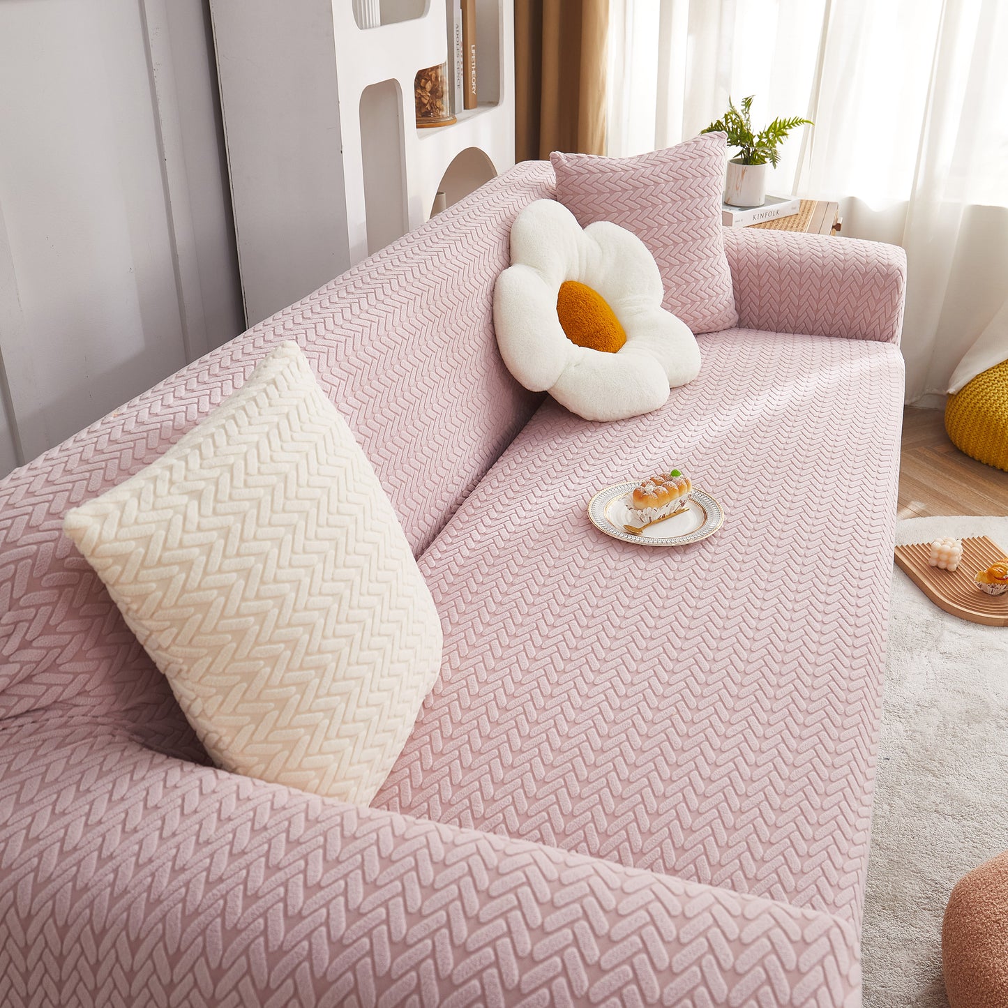 3D Geometric Stretch Sofa Slipcovers Non Slip Pet Friendly Washable Fitted Sofa Covers