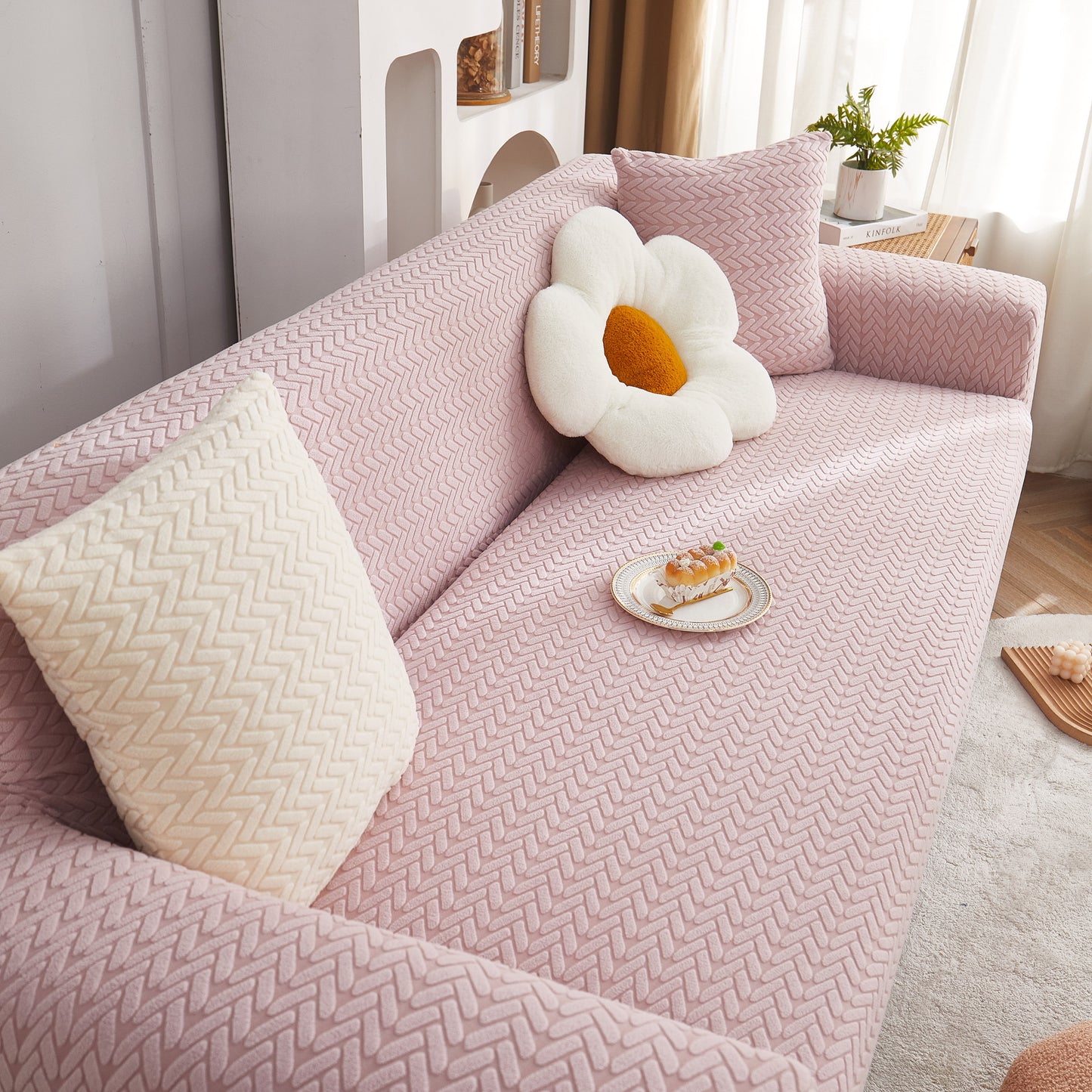 3D Geometric Stretch Sofa Slipcovers Non Slip Pet Friendly Washable Fitted Sofa Covers