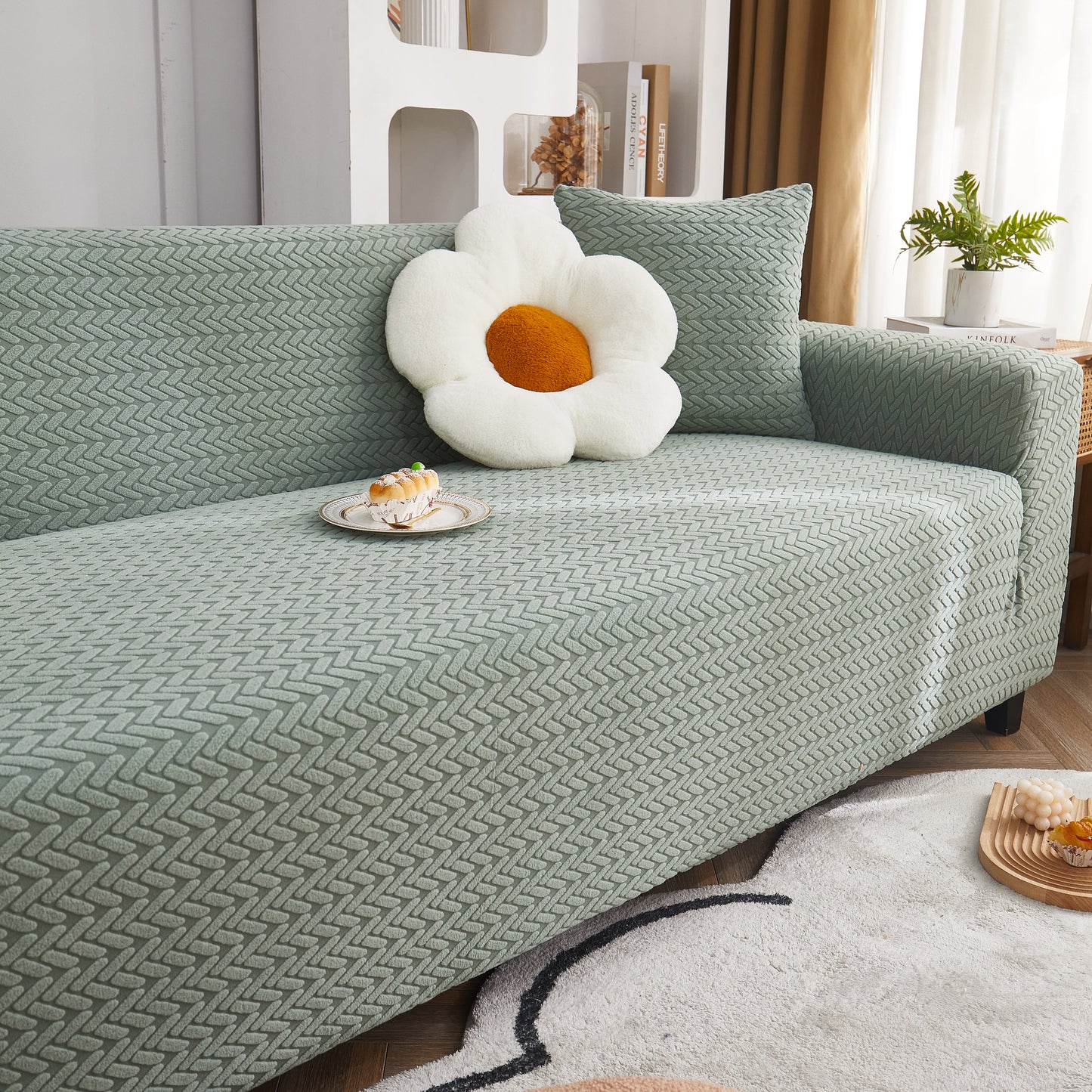 3D Geometric Stretch Sofa Slipcovers Non Slip Pet Friendly Washable Fitted Sofa Covers