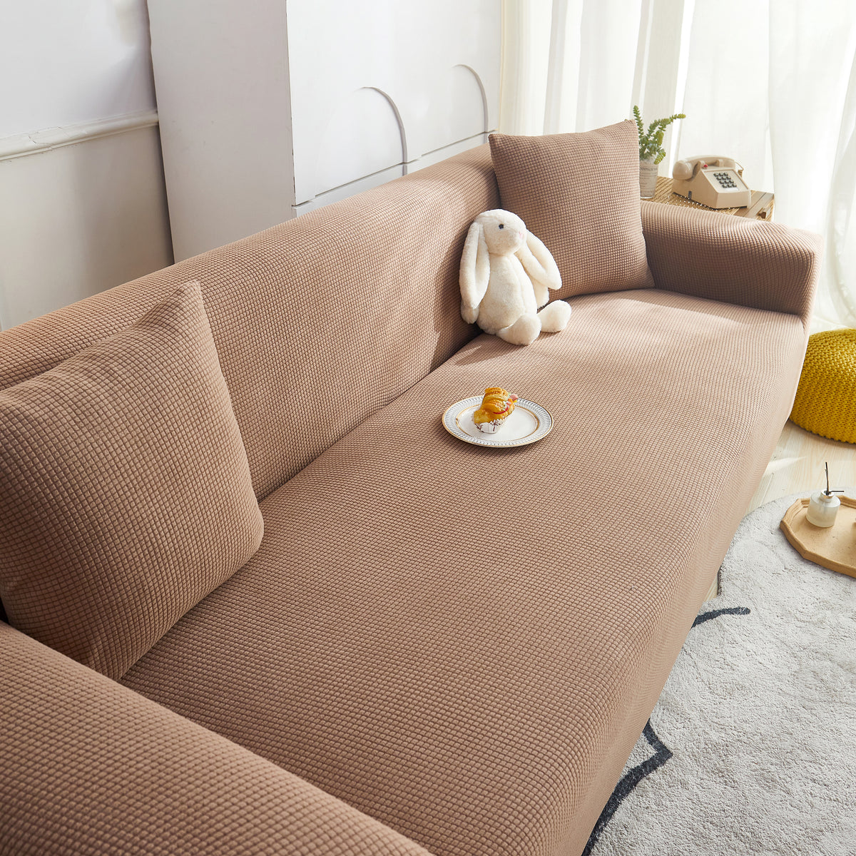 Gitterstrukturiertes Stretch-Sofabezug, weicher elastischer Überzug zu – Slipcover KAS™