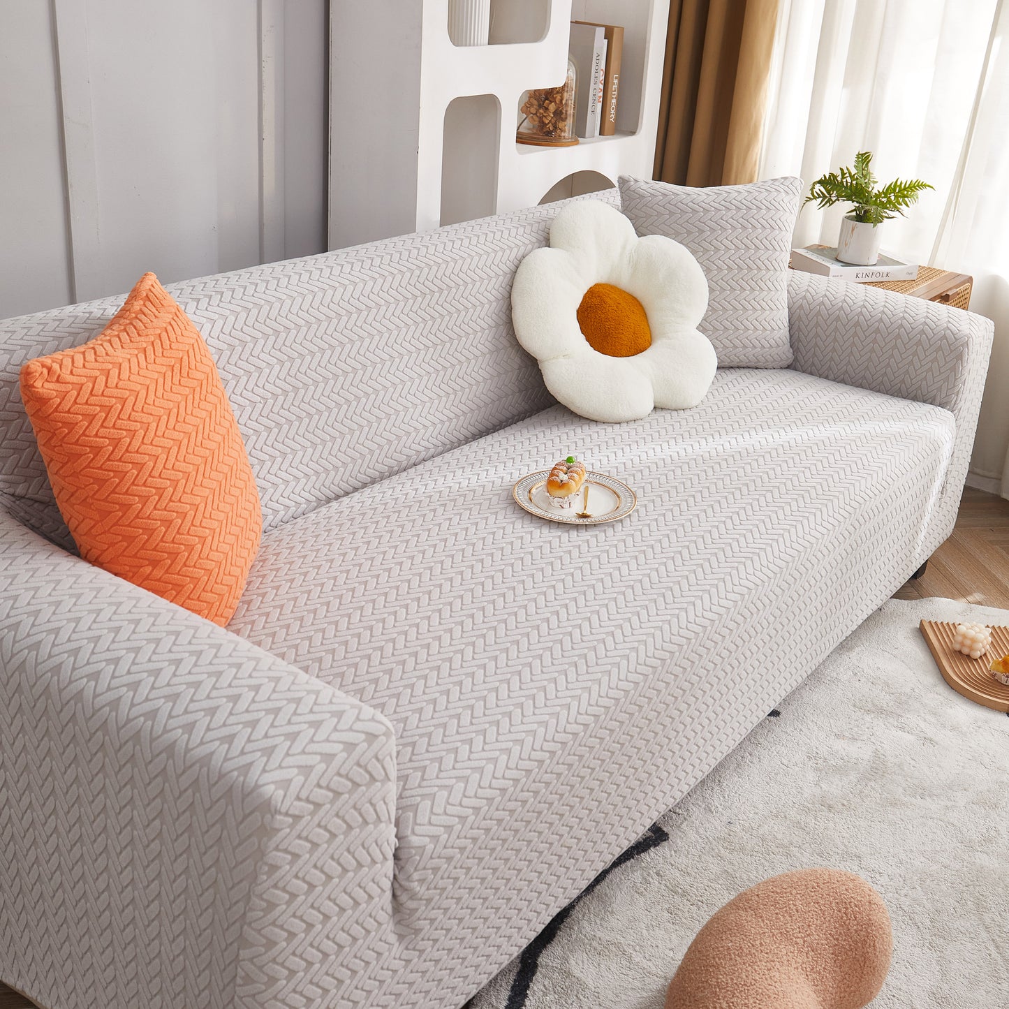 3D Geometric Stretch Sofa Slipcovers Non Slip Pet Friendly Washable Fitted Sofa Covers