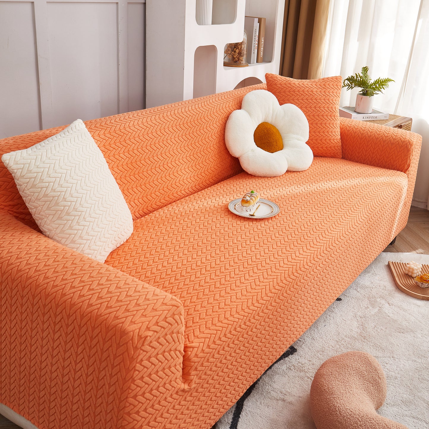 3D Geometric Stretch Sofa Slipcovers Non Slip Pet Friendly Washable Fitted Sofa Covers