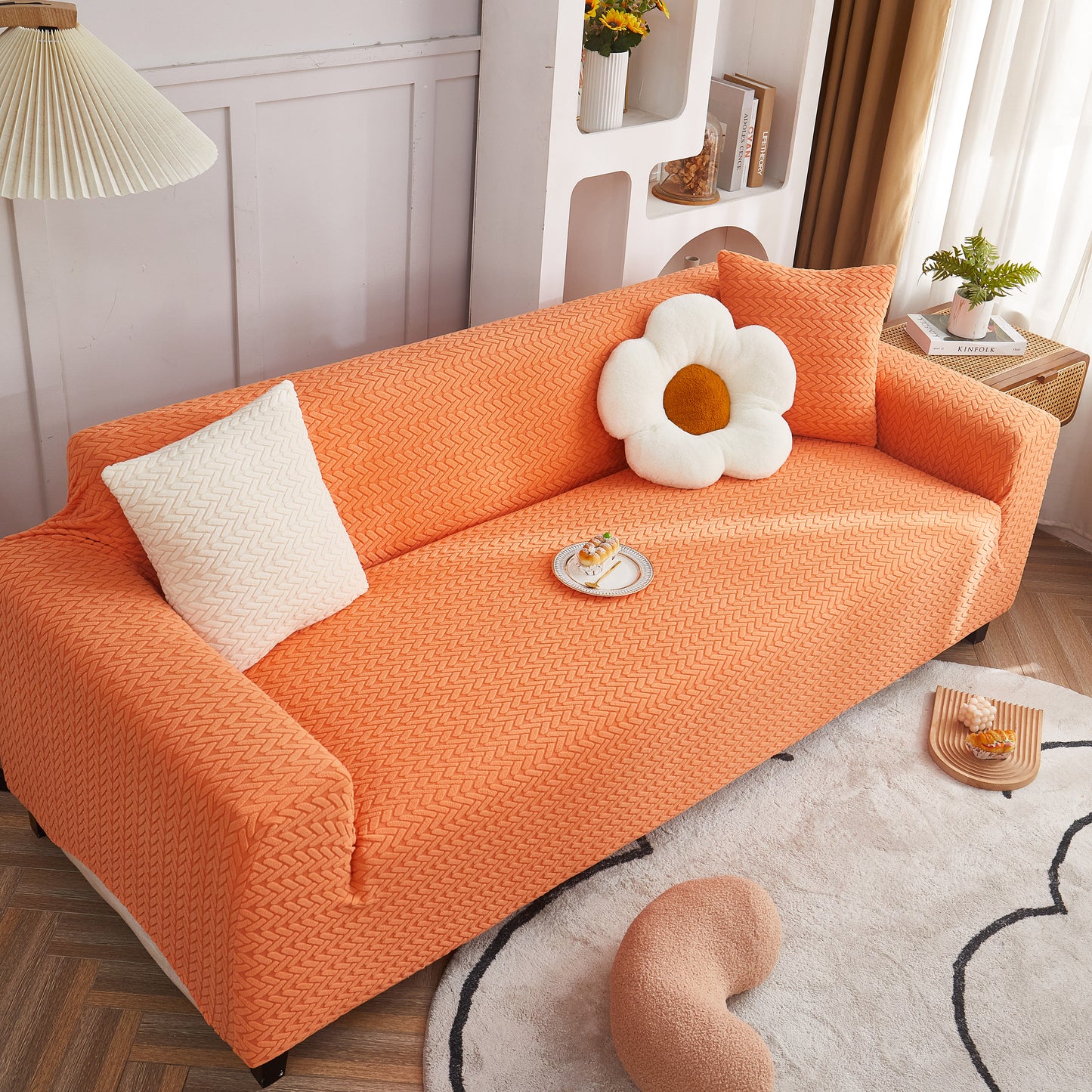 3D Geometric Stretch Sofa Slipcovers Non Slip Pet Friendly Washable Fitted Sofa Covers
