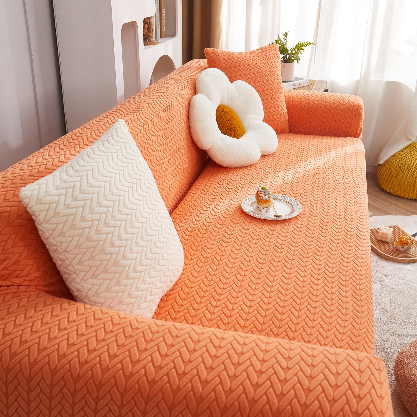 3D Geometric Stretch Sofa Slipcovers Non Slip Pet Friendly Washable Fitted Sofa Covers
