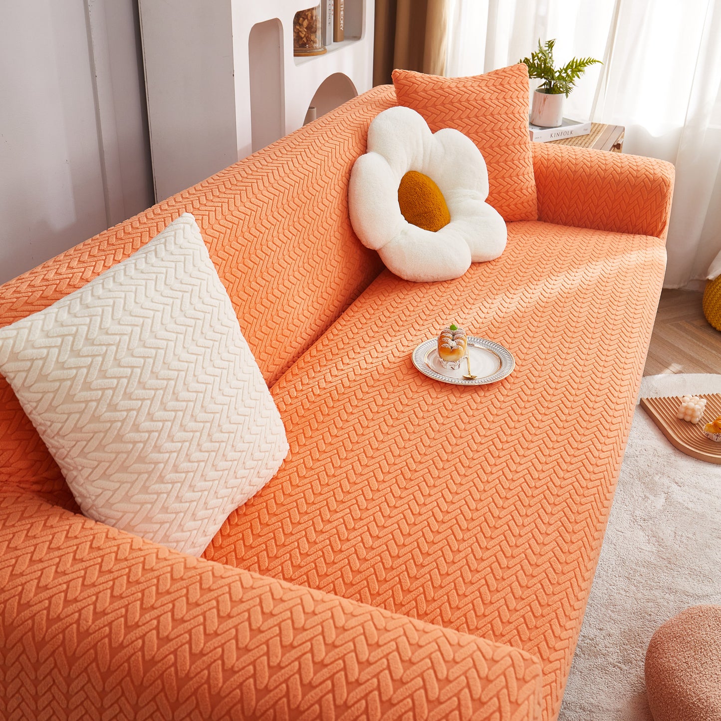 3D Geometric Stretch Sofa Slipcovers Non Slip Pet Friendly Washable Fitted Sofa Covers