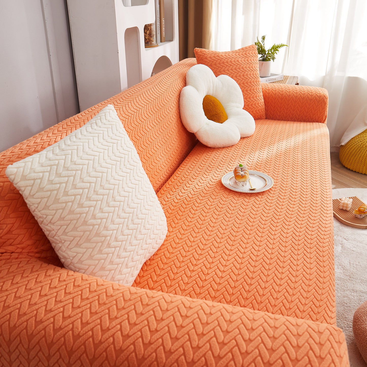 3D Geometric Stretch Sofa Slipcovers Non Slip Pet Friendly Washable Fitted Sofa Covers