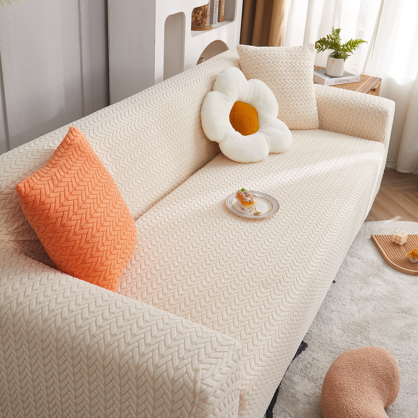 3D Geometric Stretch Sofa Slipcovers Non Slip Pet Friendly Washable Fitted Sofa Covers