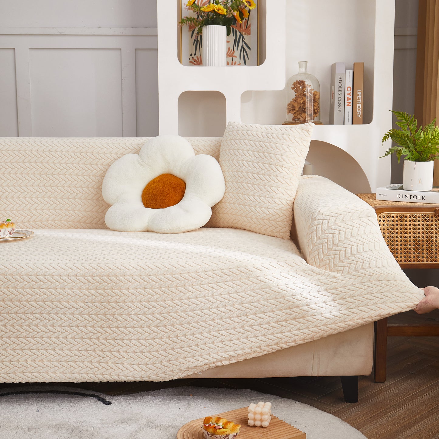 3D Geometric Stretch Sofa Slipcovers Non Slip Pet Friendly Washable Fitted Sofa Covers