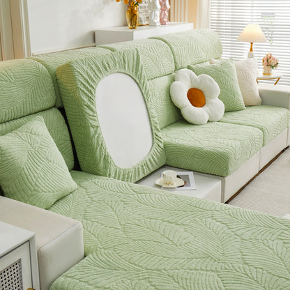 Gemütliche Plüsch Korallenfleece Sofa Kissenbezüge, Stretch Blätter Kissenbezüge, Möbelbezüge