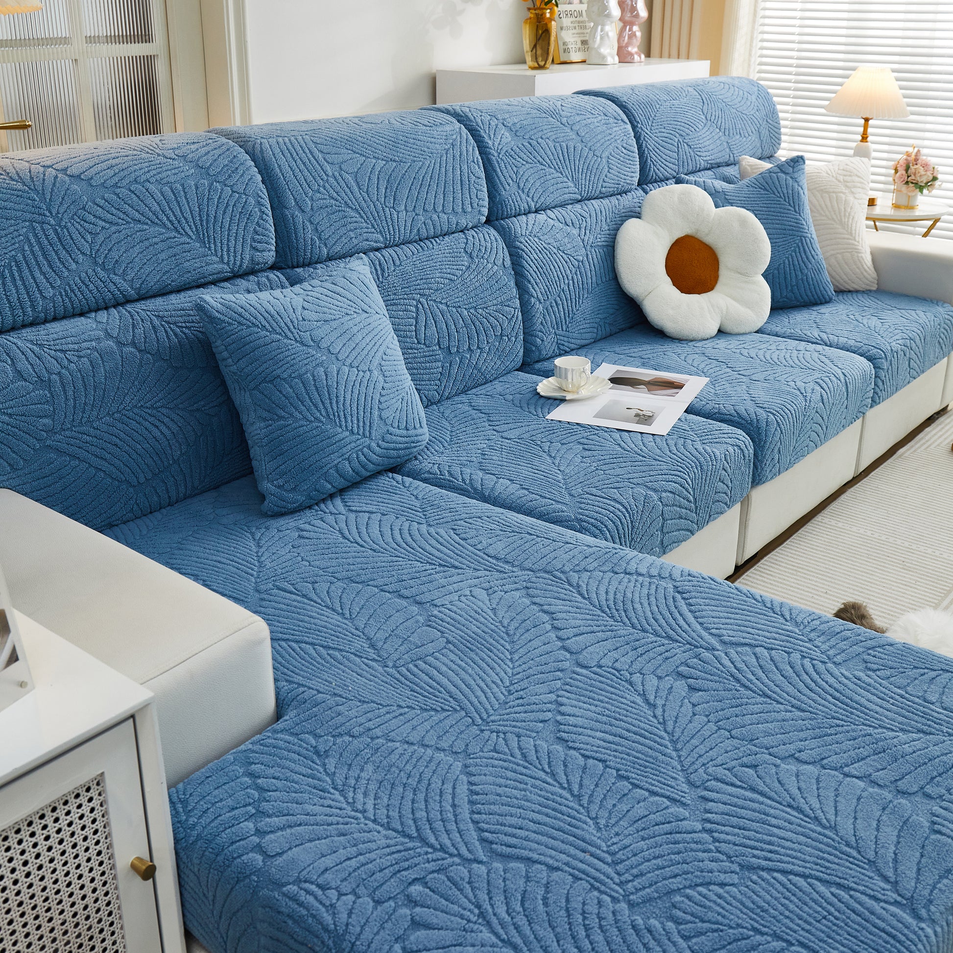 Gemütliche Plüsch Korallenfleece Sofa Kissenbezüge, Stretch Blätter Ki – Slipcover KAS™