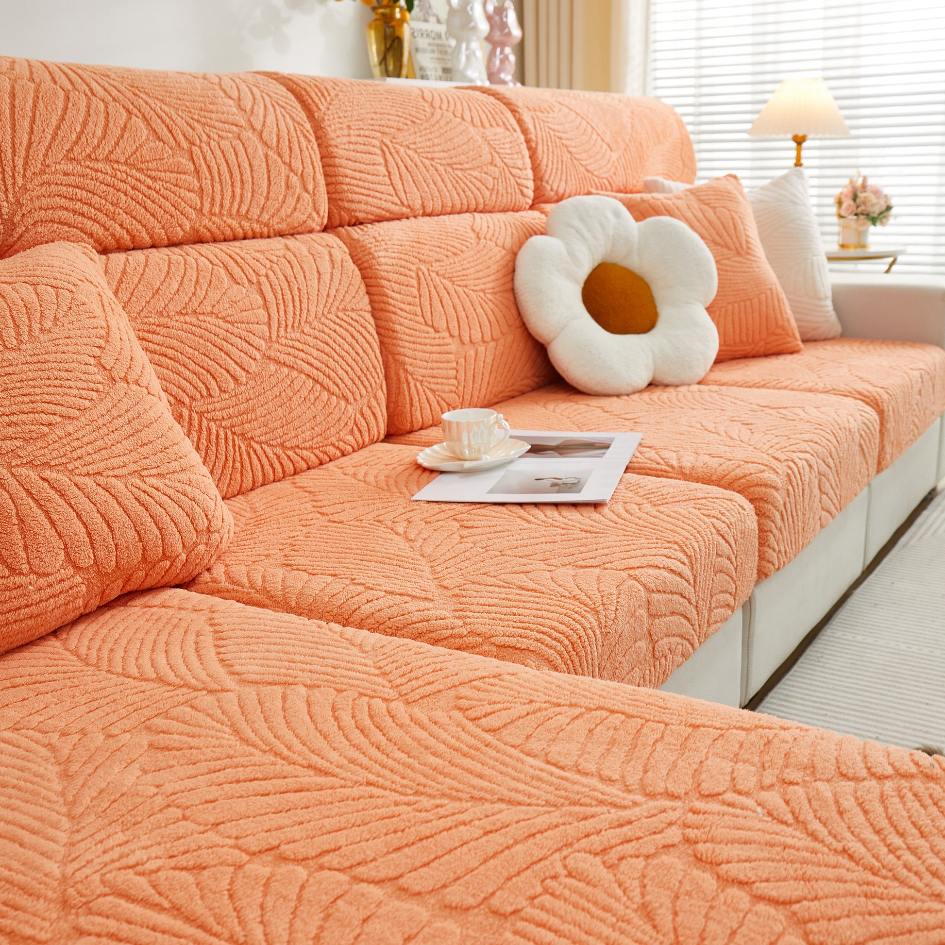Gemütliche Plüsch Korallenfleece Sofa Kissenbezüge, Stretch Blätter Ki – Slipcover KAS™