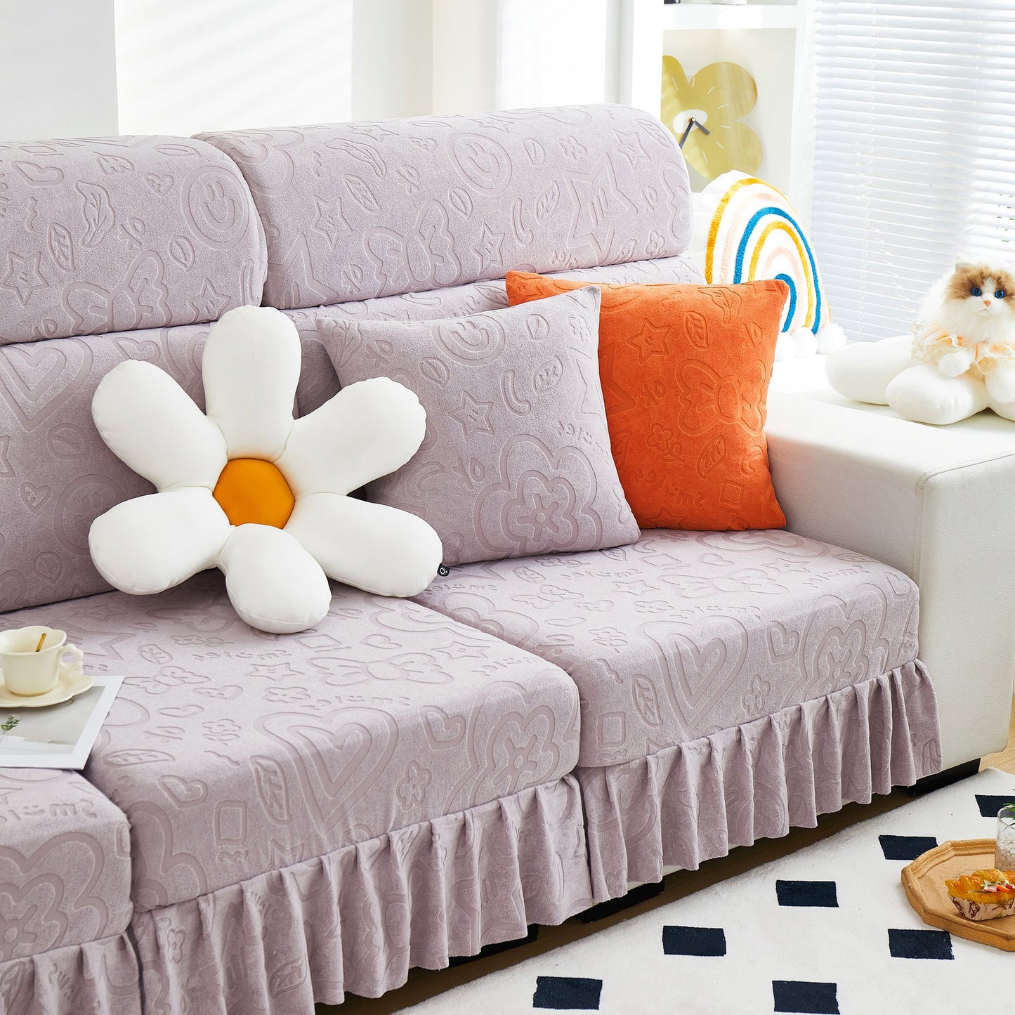 Elastische Rock Couchkissenbezüge für 1/2/3/4-Sitzer Sofas, Möbel Schutz für Haustiere, Kinder