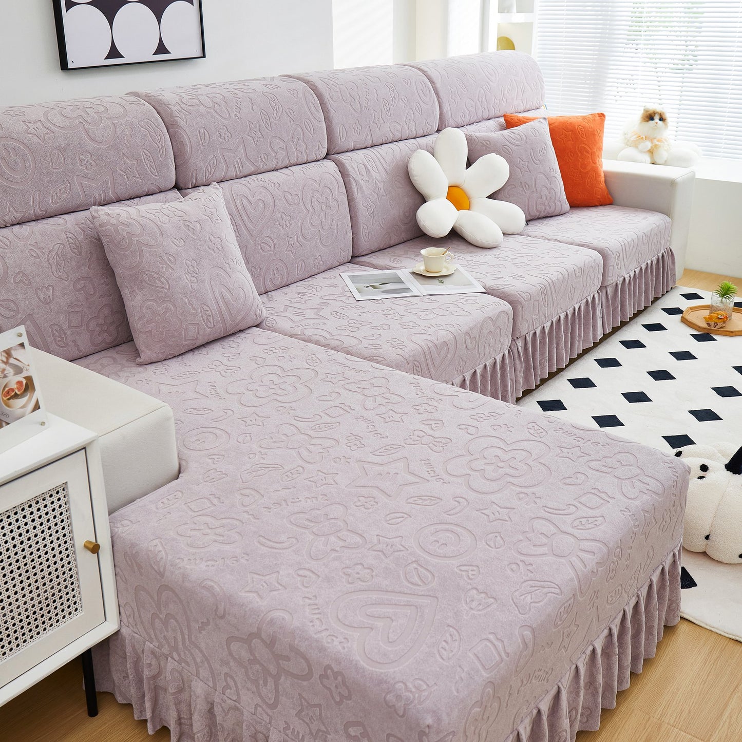 Elastische Rock Couchkissenbezüge für 1/2/3/4-Sitzer Sofas, Möbel Schutz für Haustiere, Kinder
