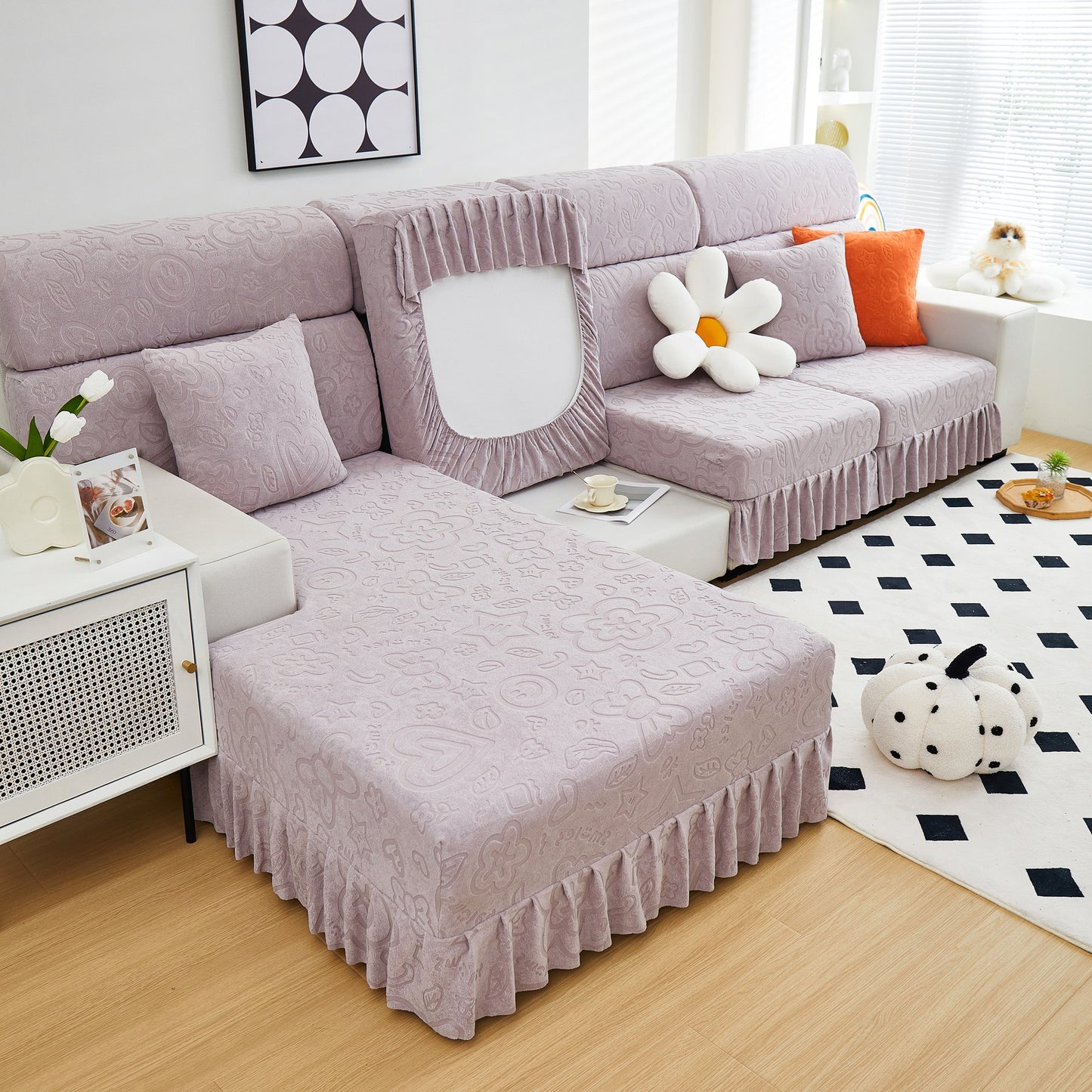 Elastische Rock Couchkissenbezüge für 1/2/3/4-Sitzer Sofas, Möbel Schutz für Haustiere, Kinder