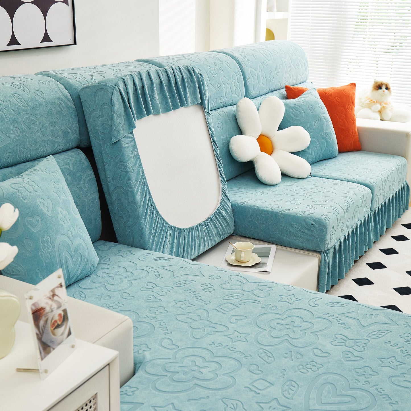 Elastische Rock Couchkissenbezüge für 1/2/3/4-Sitzer Sofas, Möbel Schutz für Haustiere, Kinder