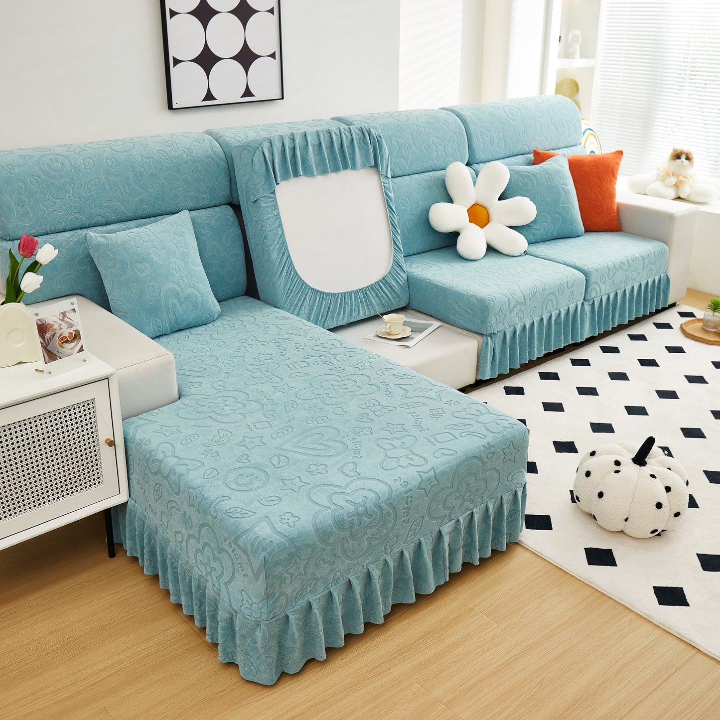 Elastische Rock Couchkissenbezüge für 1/2/3/4-Sitzer Sofas, Möbel Schutz für Haustiere, Kinder