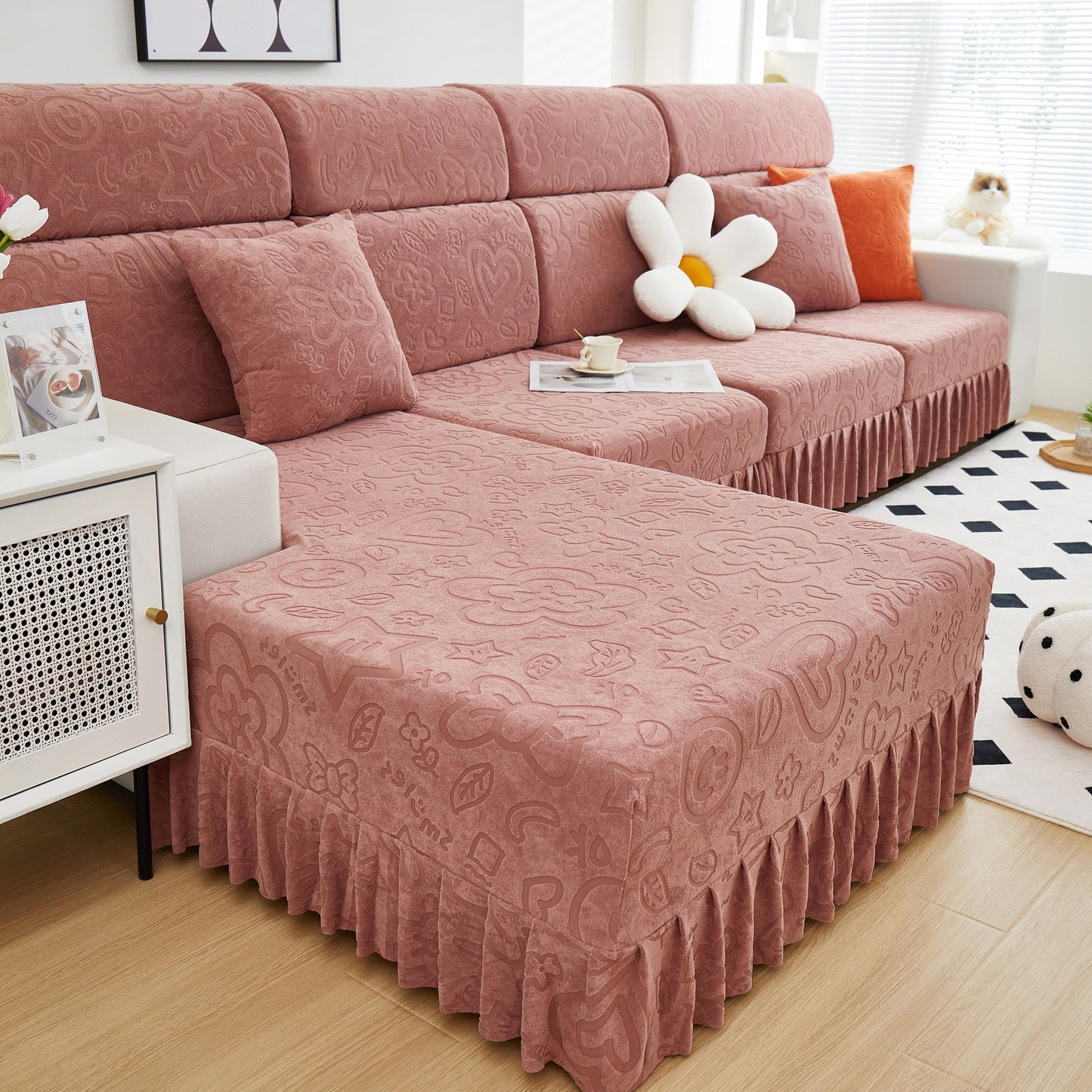 Elastische Rock Couchkissenbezüge für 1/2/3/4-Sitzer Sofas, Möbel Schutz für Haustiere, Kinder