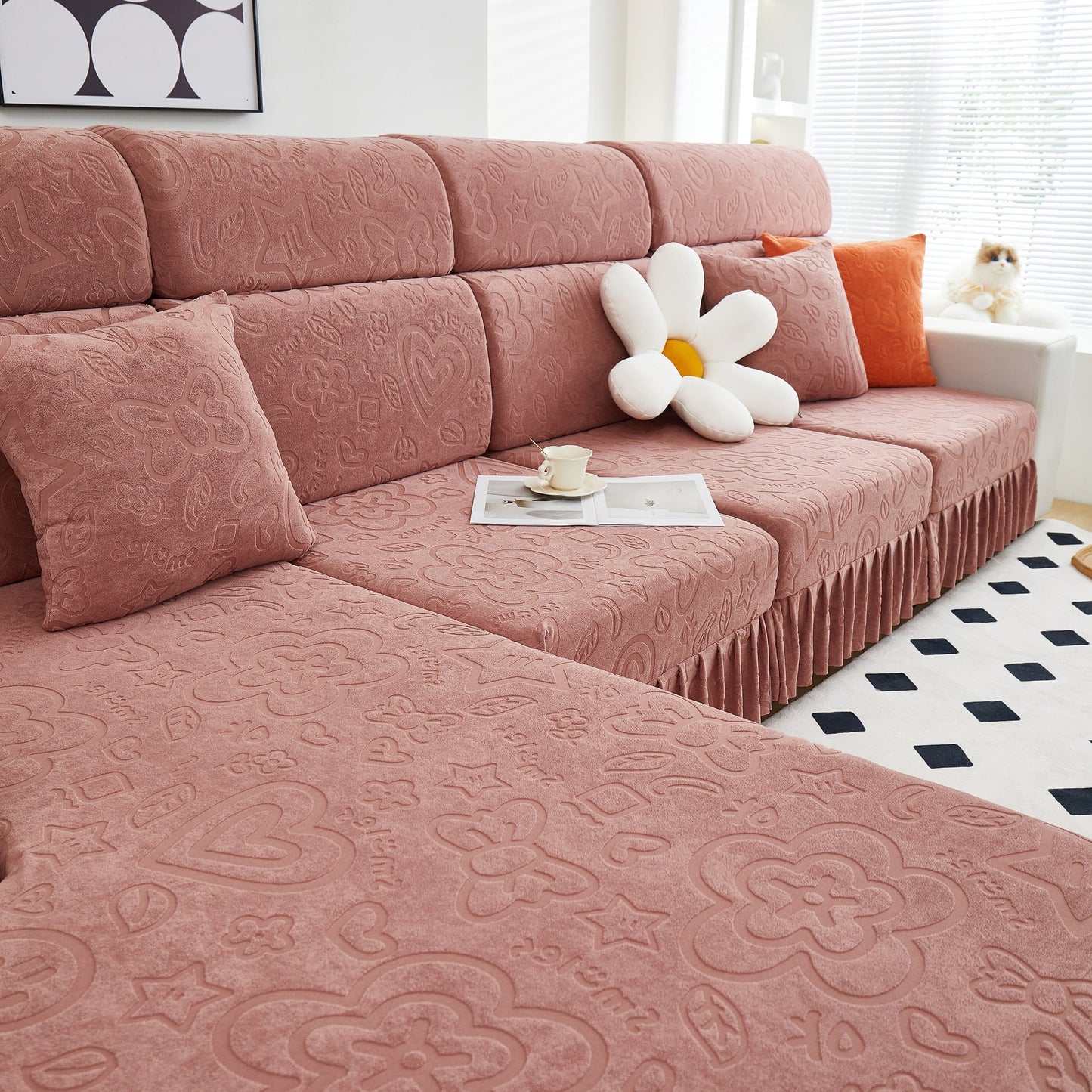 Elastische Rock Couchkissenbezüge für 1/2/3/4-Sitzer Sofas, Möbel Schutz für Haustiere, Kinder
