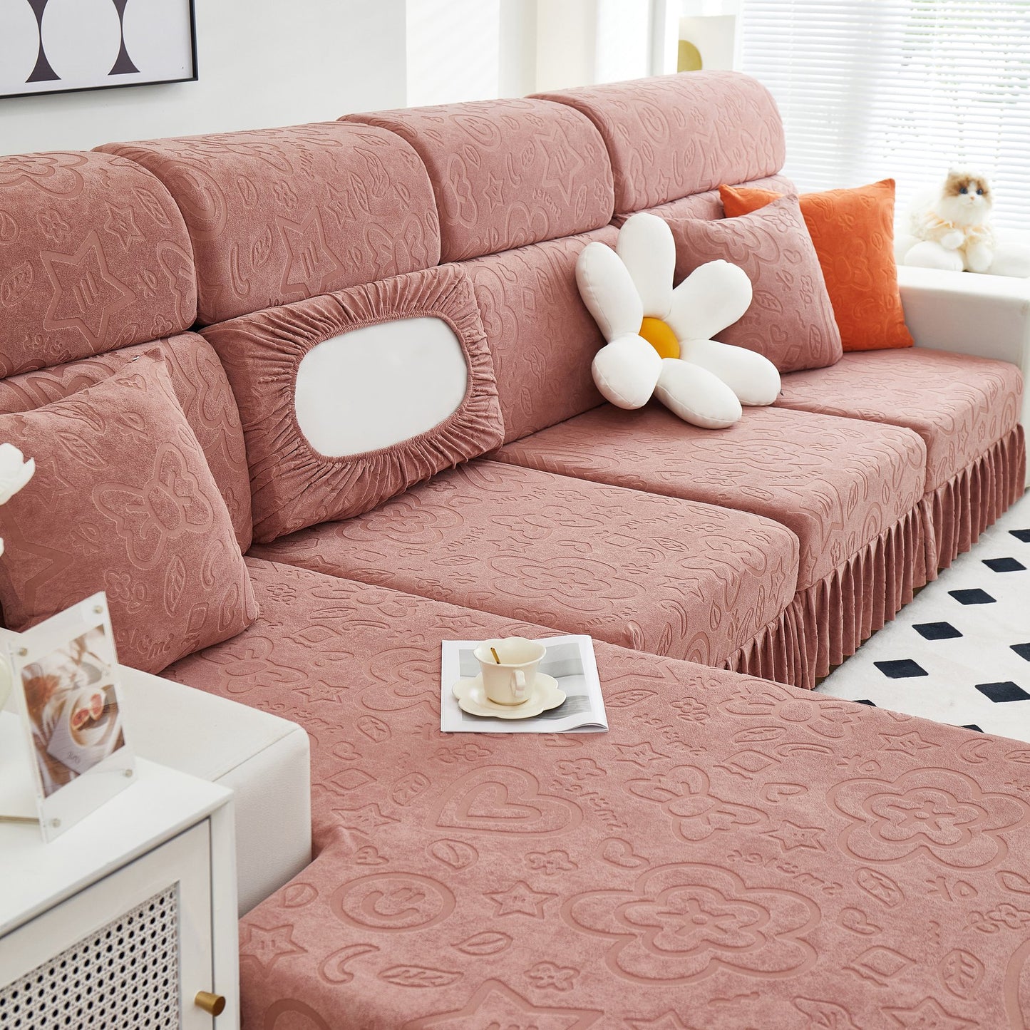 Elastische Rock Couchkissenbezüge für 1/2/3/4-Sitzer Sofas, Möbel Schutz für Haustiere, Kinder