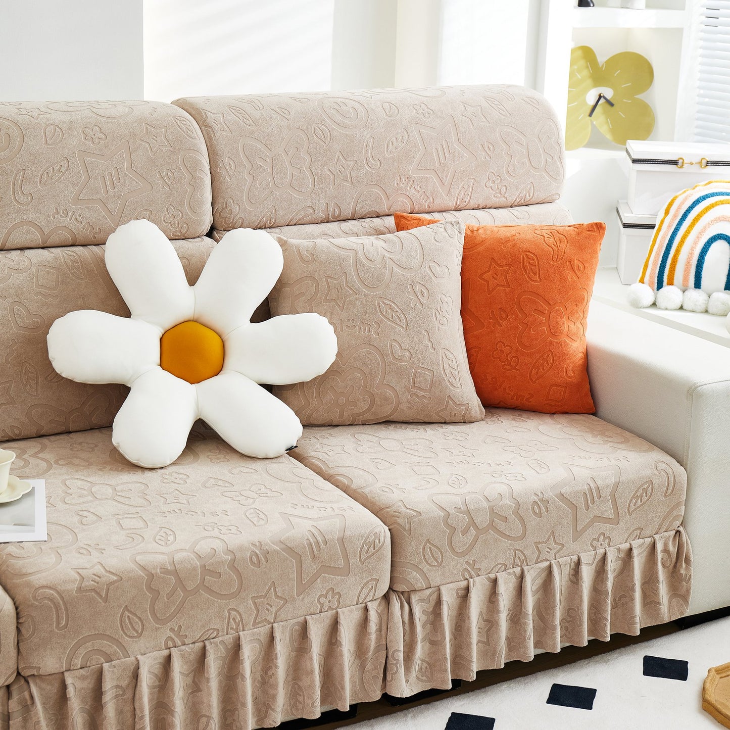 Elastische Rock Couchkissenbezüge für 1/2/3/4-Sitzer Sofas, Möbel Schutz für Haustiere, Kinder