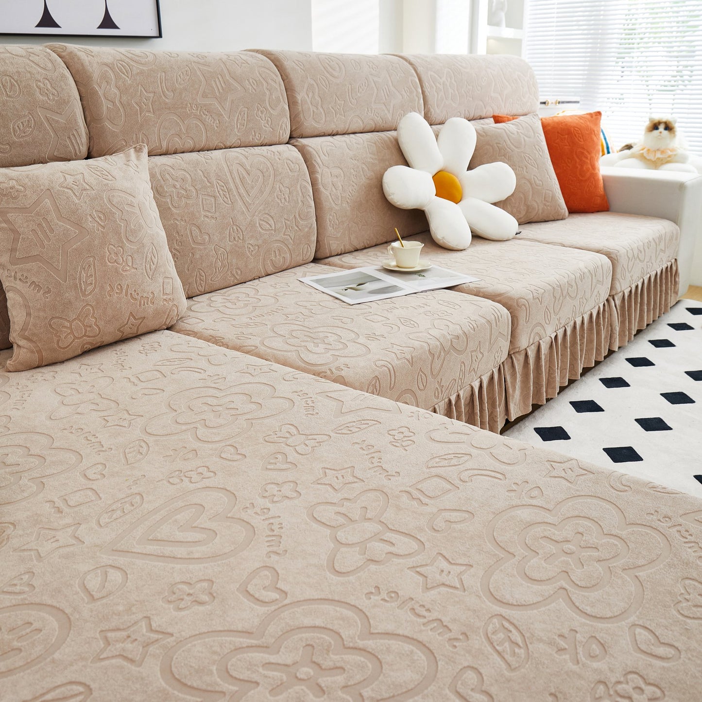 Elastische Rock Couchkissenbezüge für 1/2/3/4-Sitzer Sofas, Möbel Schutz für Haustiere, Kinder