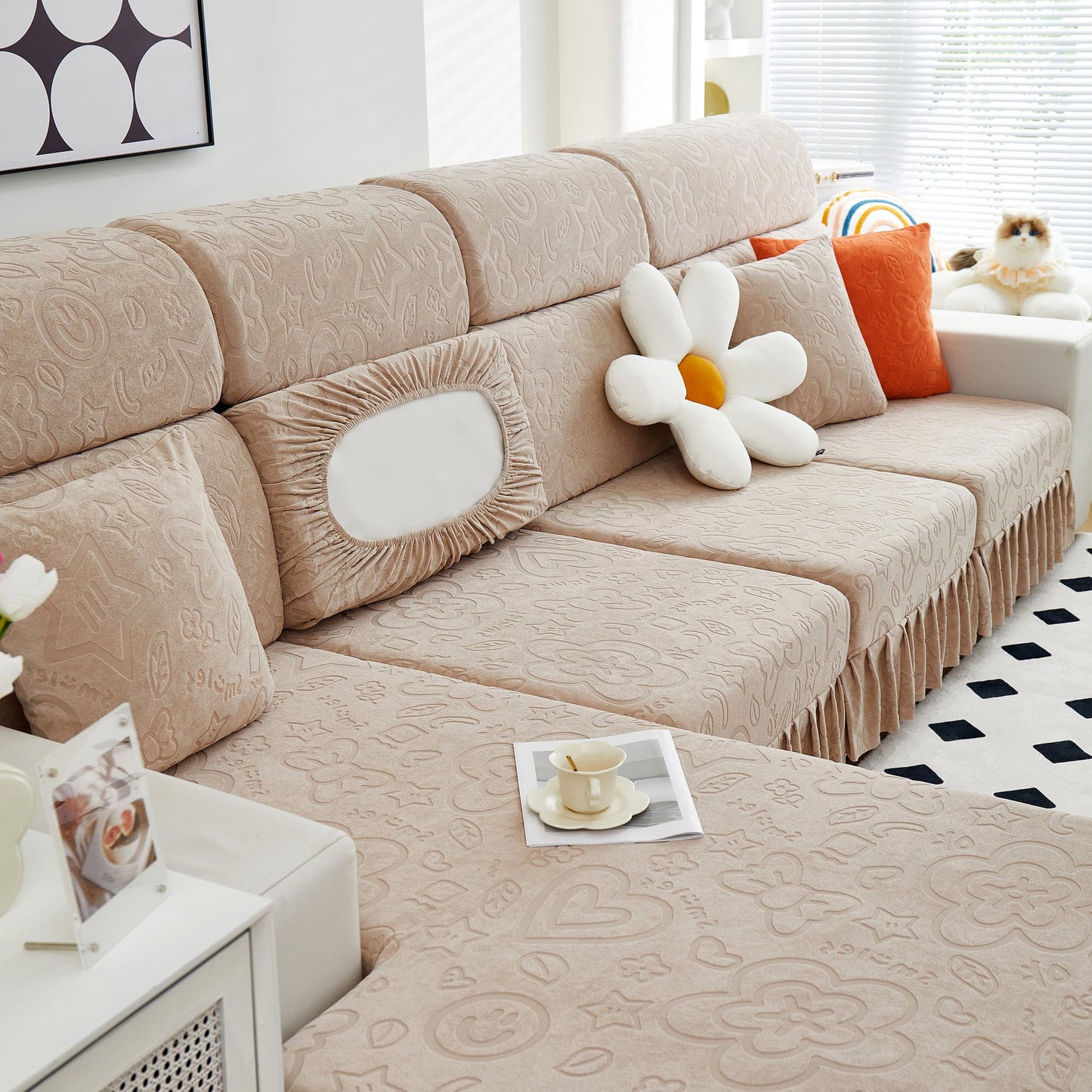 Elastische Rock Couchkissenbezüge für 1/2/3/4-Sitzer Sofas, Möbel Schutz für Haustiere, Kinder