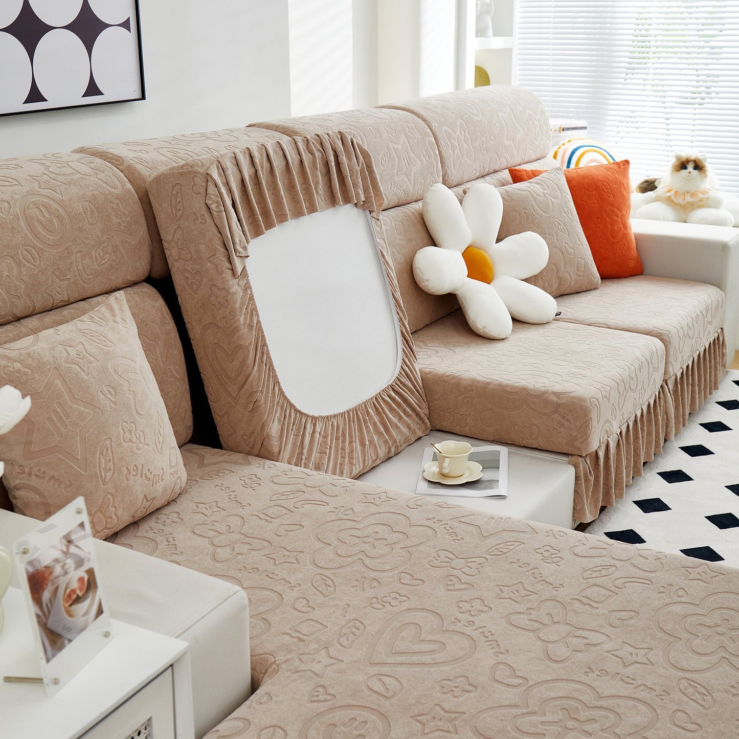 Elastische Rock Couchkissenbezüge für 1/2/3/4-Sitzer Sofas, Möbel Schutz für Haustiere, Kinder