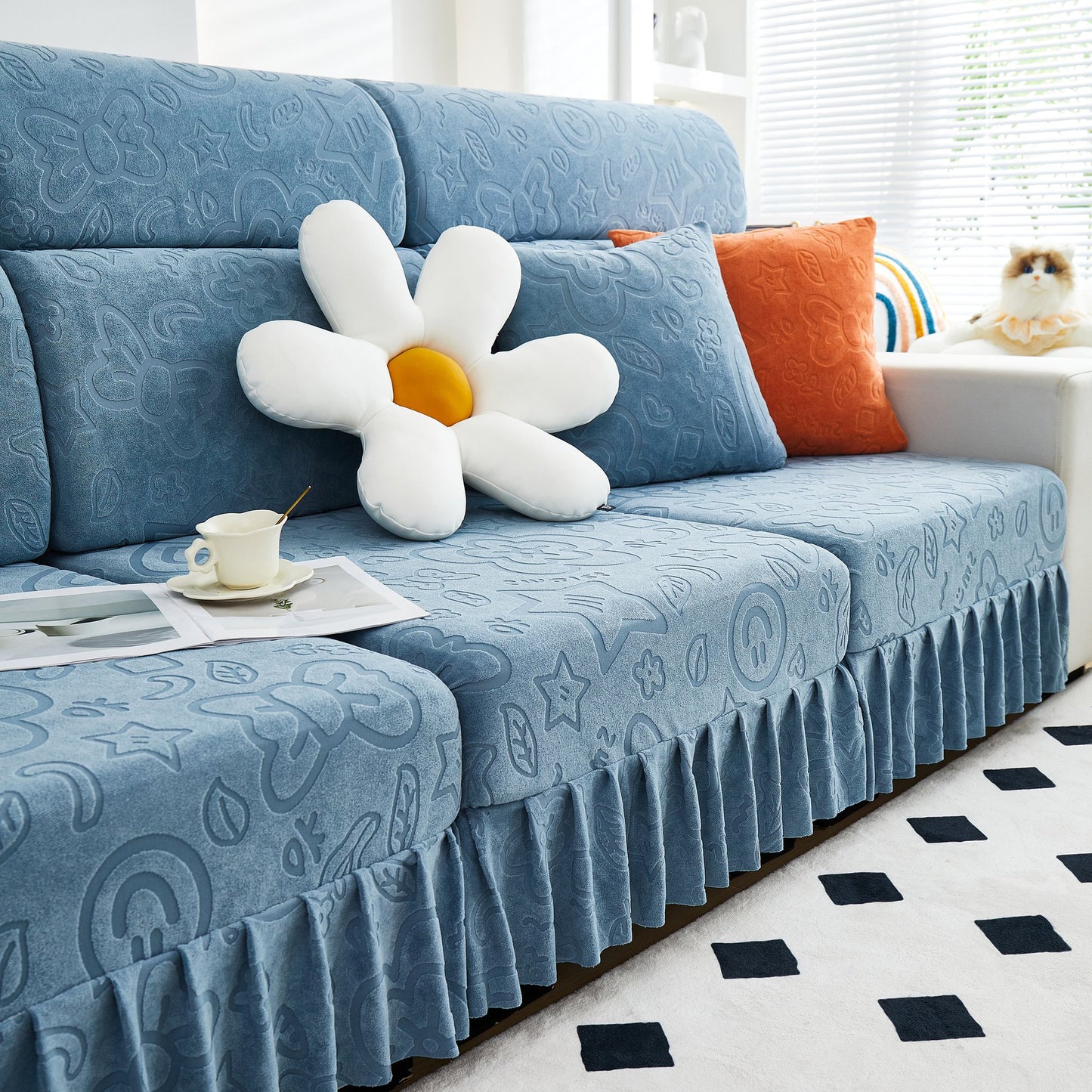 Elastische Rock Couchkissenbezüge für 1/2/3/4-Sitzer Sofas, Möbel Schutz für Haustiere, Kinder
