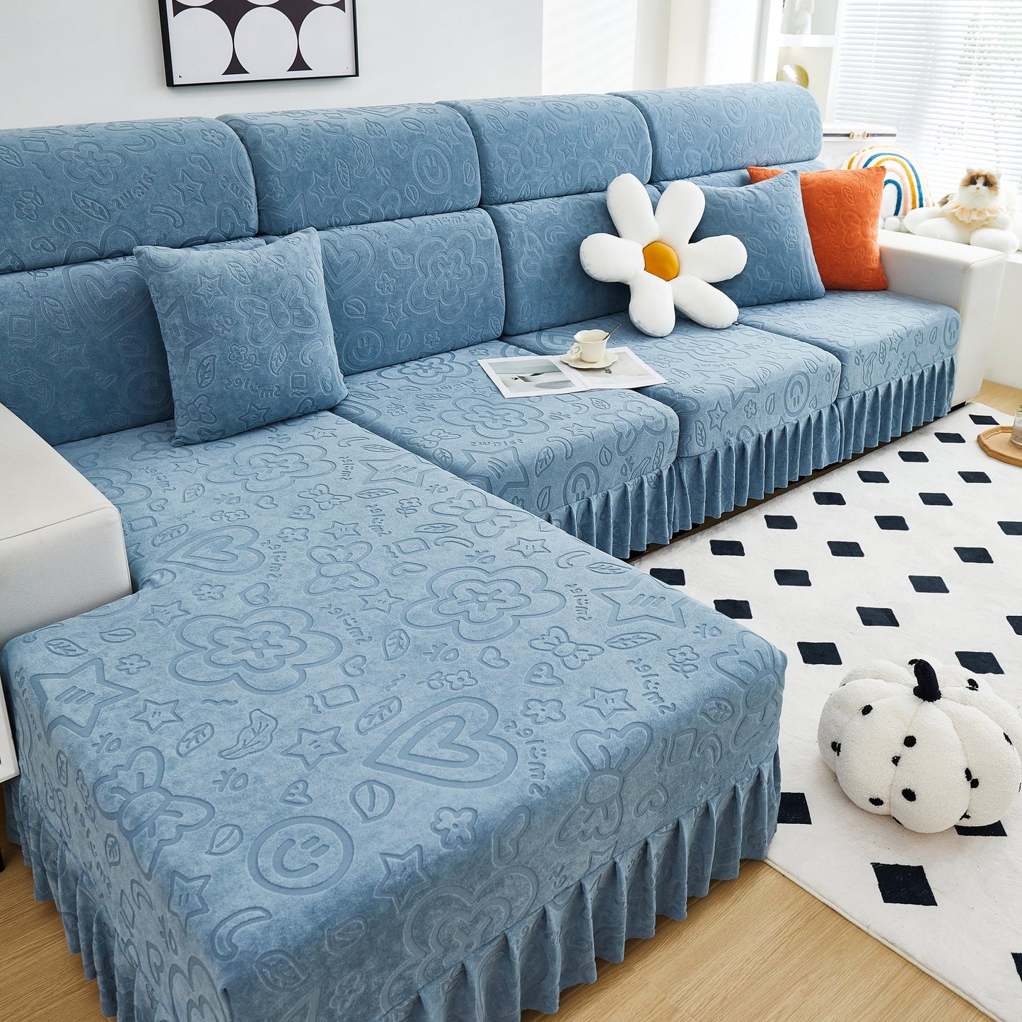 Elastische Rock Couchkissenbezüge für 1/2/3/4-Sitzer Sofas, Möbel Schutz für Haustiere, Kinder