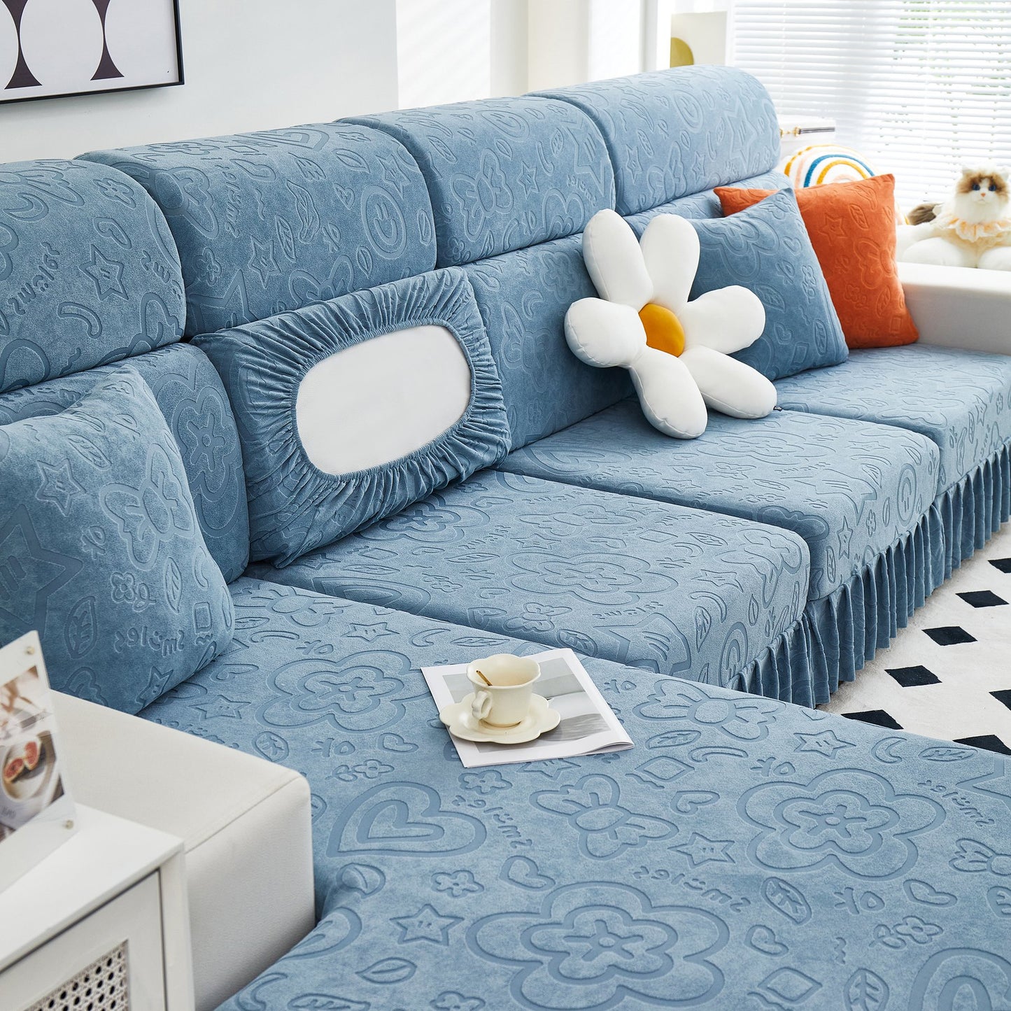 Elastische Rock Couchkissenbezüge für 1/2/3/4-Sitzer Sofas, Möbel Schutz für Haustiere, Kinder