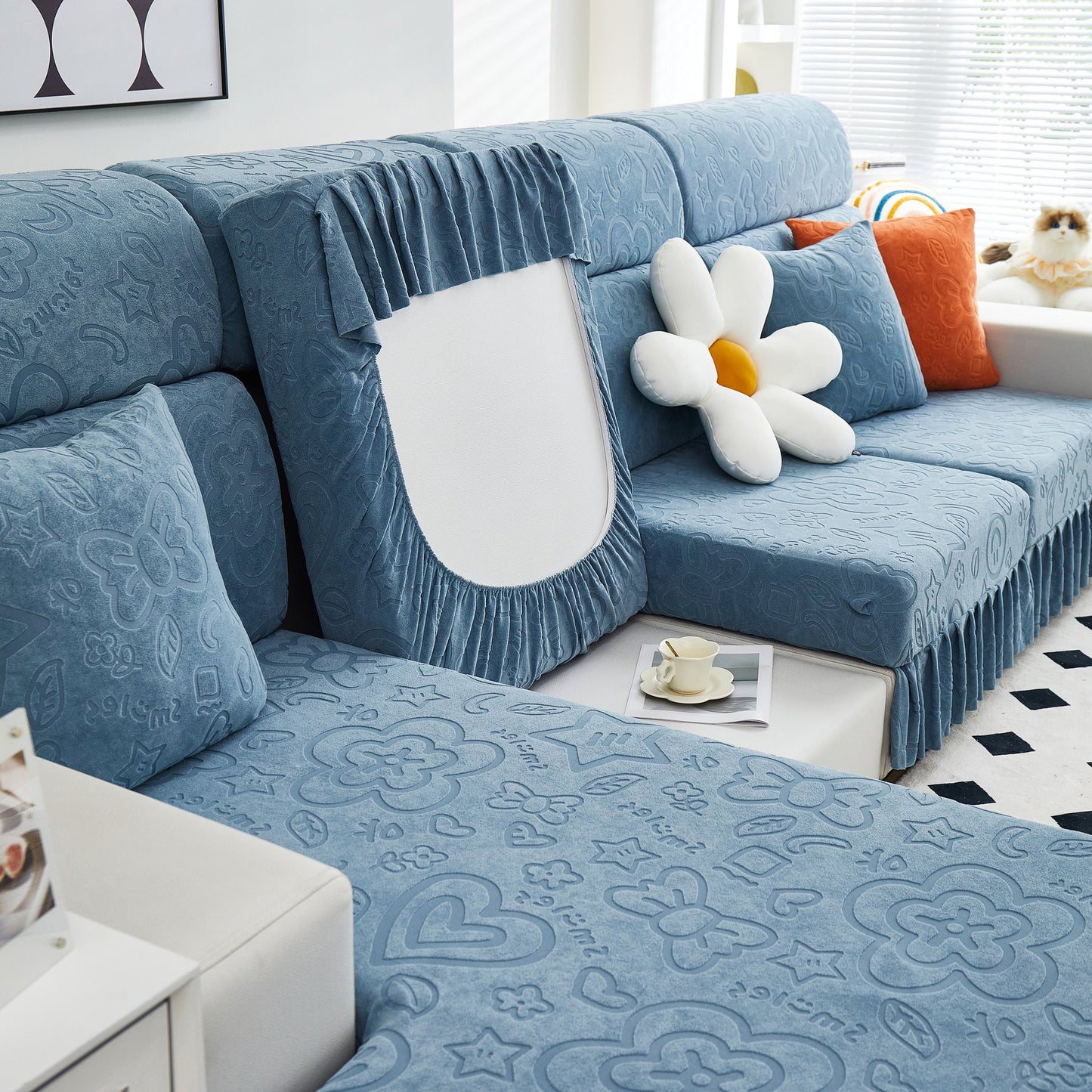 Elastische Rock Couchkissenbezüge für 1/2/3/4-Sitzer Sofas, Möbel Schutz für Haustiere, Kinder