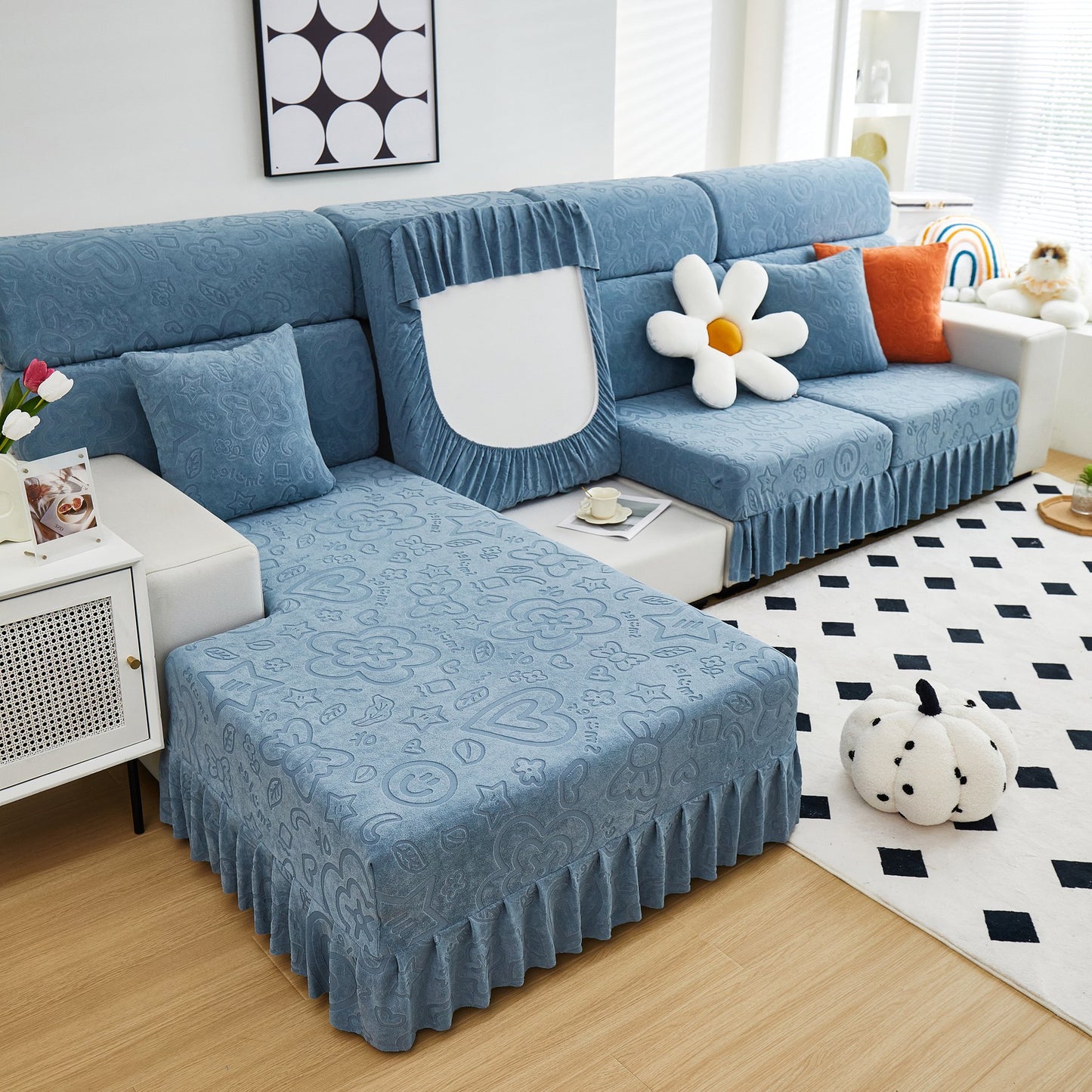Elastische Rock Couchkissenbezüge für 1/2/3/4-Sitzer Sofas, Möbel Schutz für Haustiere, Kinder