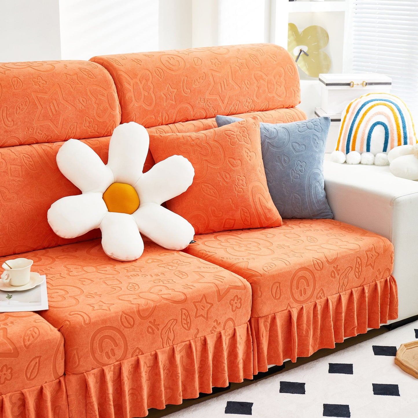 Elastische Rock Couchkissenbezüge für 1/2/3/4-Sitzer Sofas, Möbel Schutz für Haustiere, Kinder