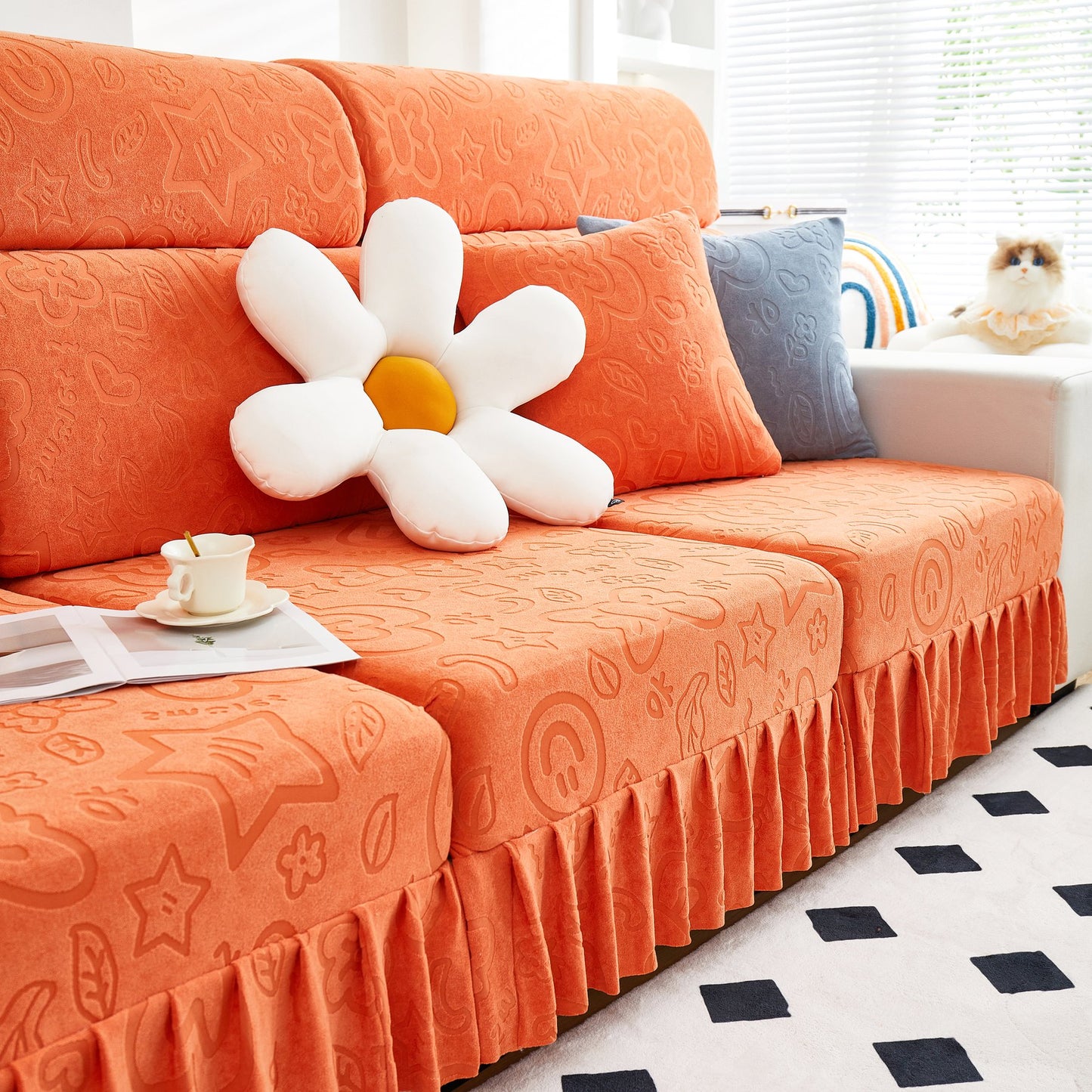 Elastische Rock Couchkissenbezüge für 1/2/3/4-Sitzer Sofas, Möbel Schutz für Haustiere, Kinder