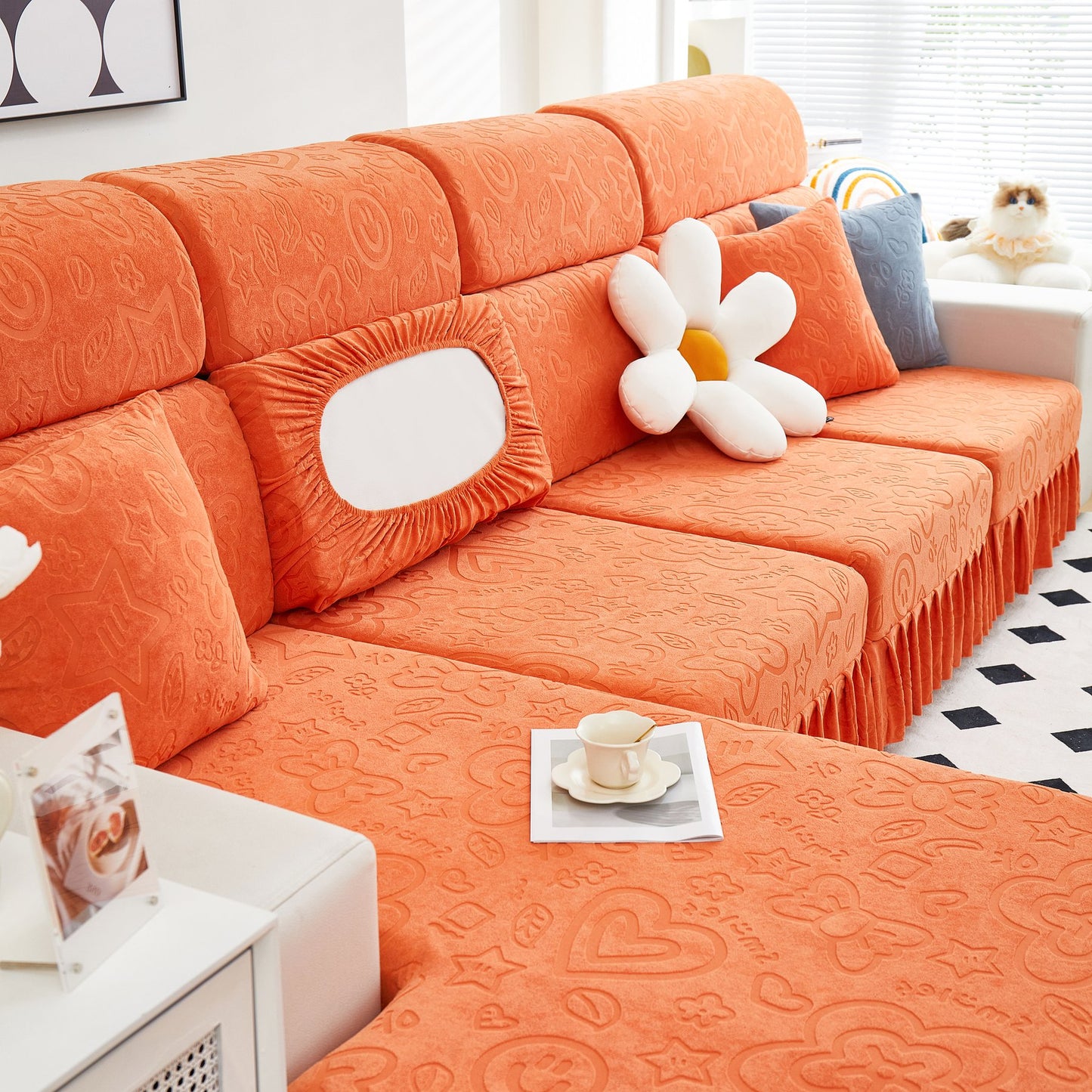 Elastische Rock Couchkissenbezüge für 1/2/3/4-Sitzer Sofas, Möbel Schutz für Haustiere, Kinder