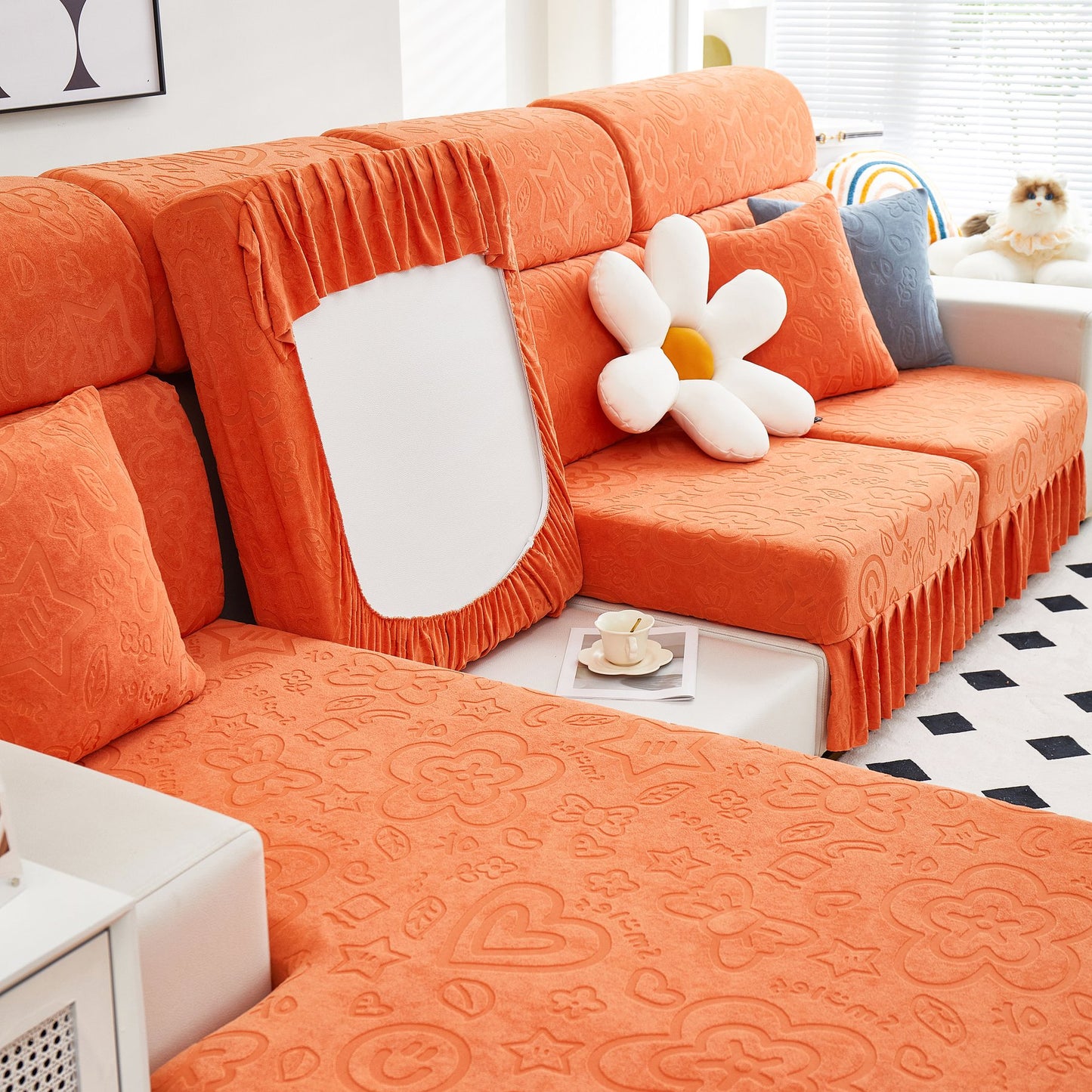 Elastische Rock Couchkissenbezüge für 1/2/3/4-Sitzer Sofas, Möbel Schutz für Haustiere, Kinder