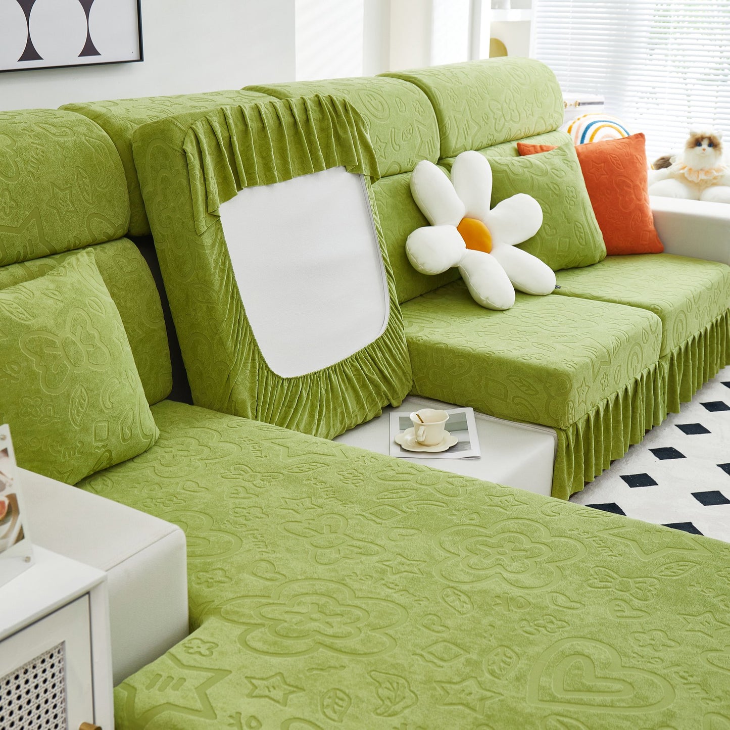 Elastische Rock Couchkissenbezüge für 1/2/3/4-Sitzer Sofas, Möbel Schutz für Haustiere, Kinder