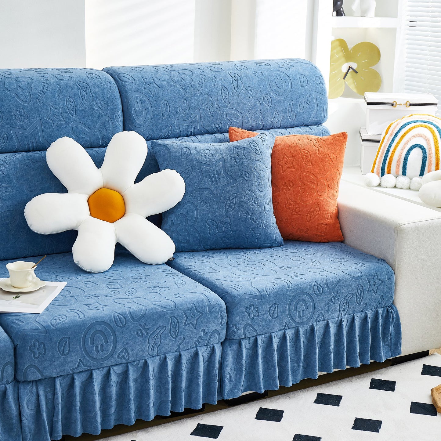 Elastische Rock Couchkissenbezüge für 1/2/3/4-Sitzer Sofas, Möbel Schutz für Haustiere, Kinder