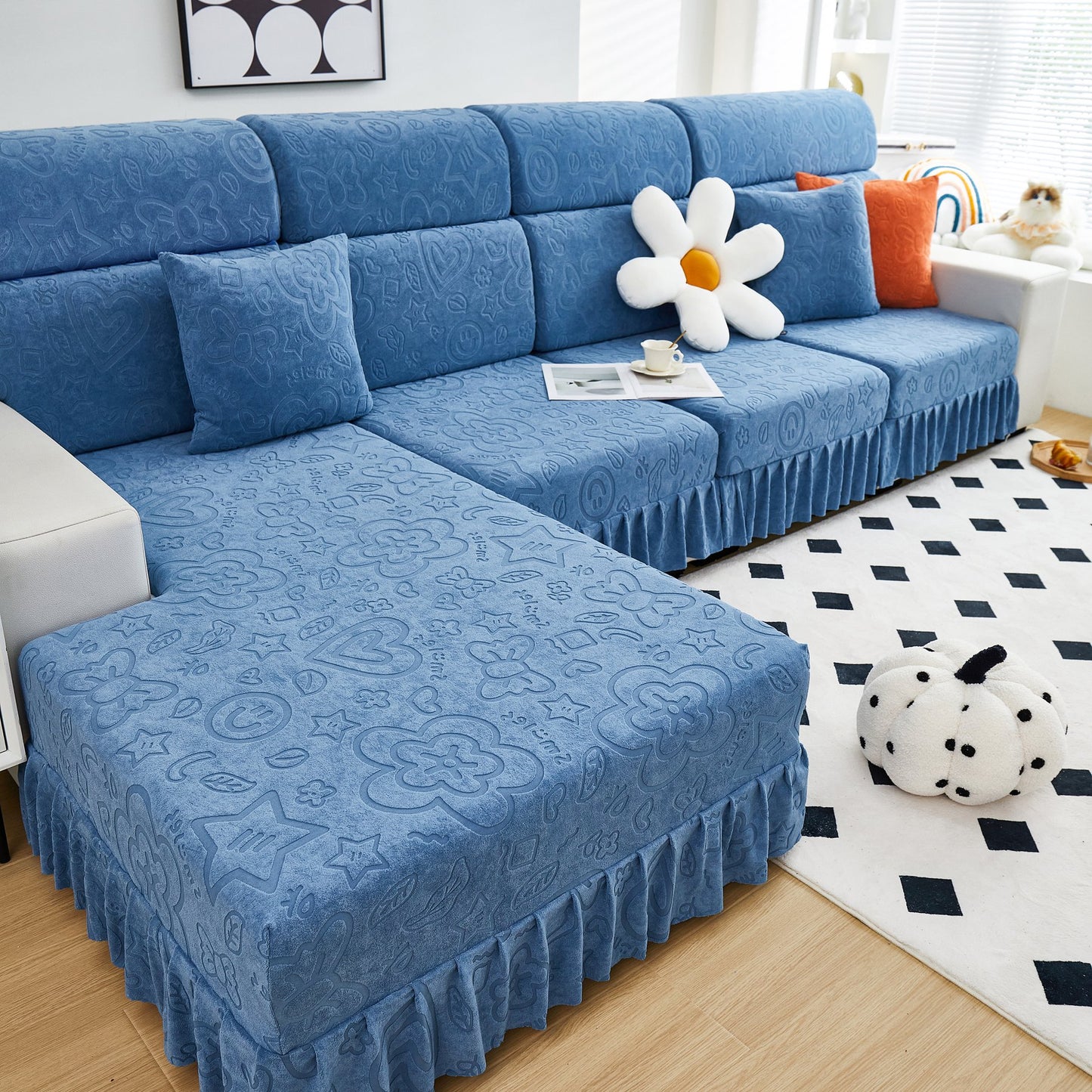 Elastische Rock Couchkissenbezüge für 1/2/3/4-Sitzer Sofas, Möbel Schutz für Haustiere, Kinder