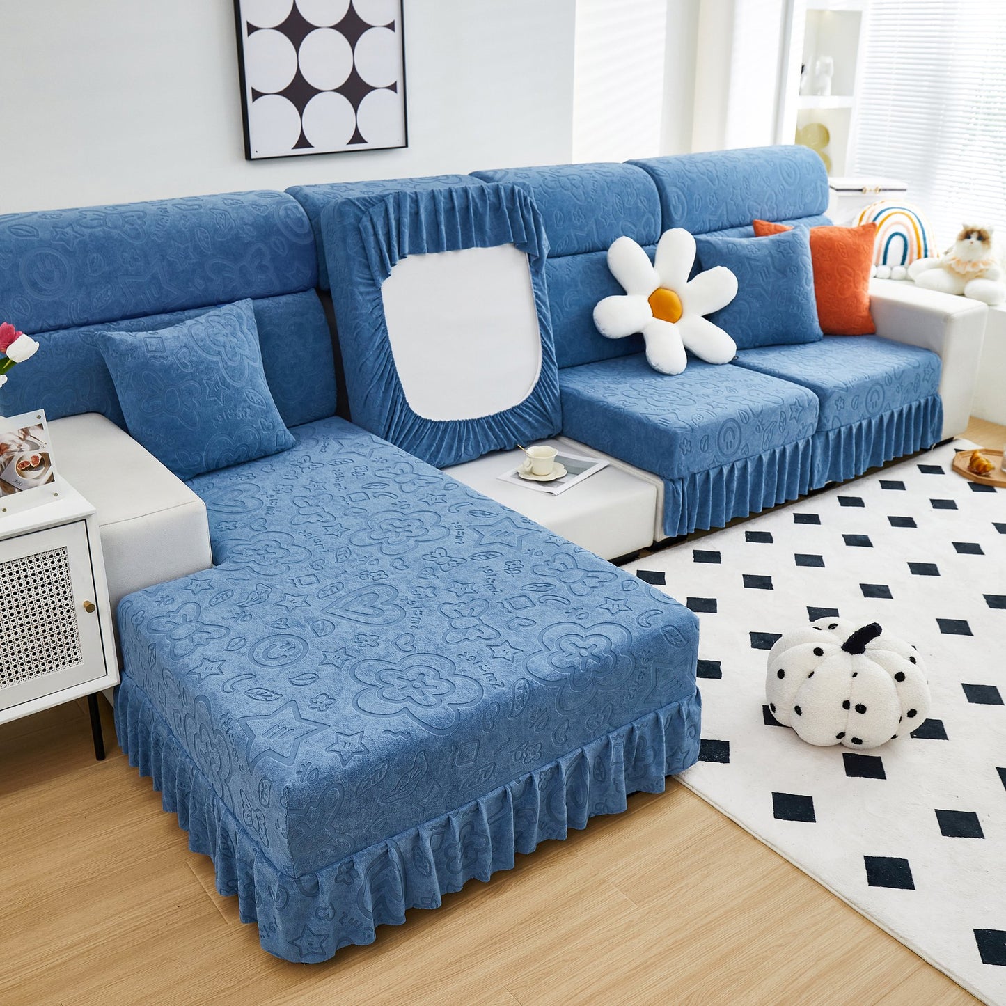 Elastische Rock Couchkissenbezüge für 1/2/3/4-Sitzer Sofas, Möbel Schutz für Haustiere, Kinder