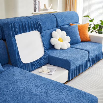 Sofa-Sitzbezug, Sonnenblumenmuster elastische Rock-Couchkissenbezüge für 1/2/3/4-Sitzer Sofas