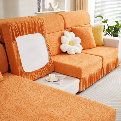 Sofa-Sitzbezug, Sonnenblumenmuster elastische Rock-Couchkissenbezüge für 1/2/3/4-Sitzer Sofas