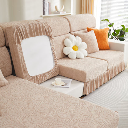 Sofa-Sitzbezug, Sonnenblumenmuster elastische Rock-Couchkissenbezüge für 1/2/3/4-Sitzer Sofas